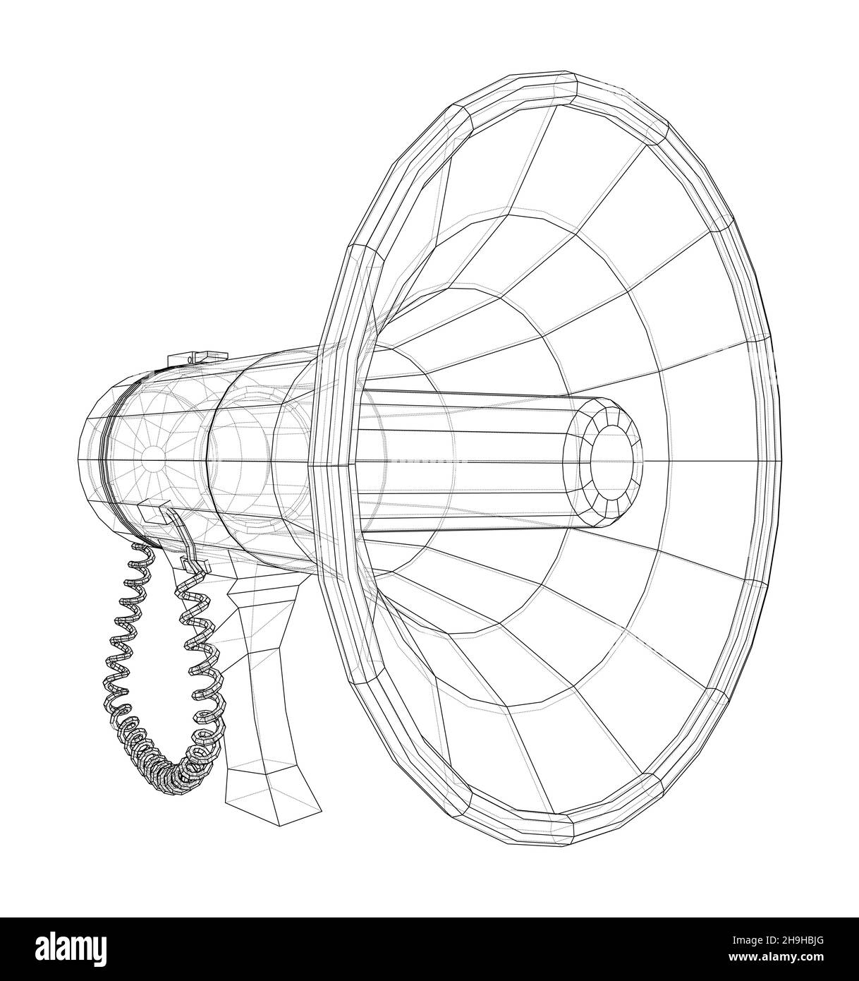 Megaphone concept outline. 3d illustration Stock Photo - Alamy