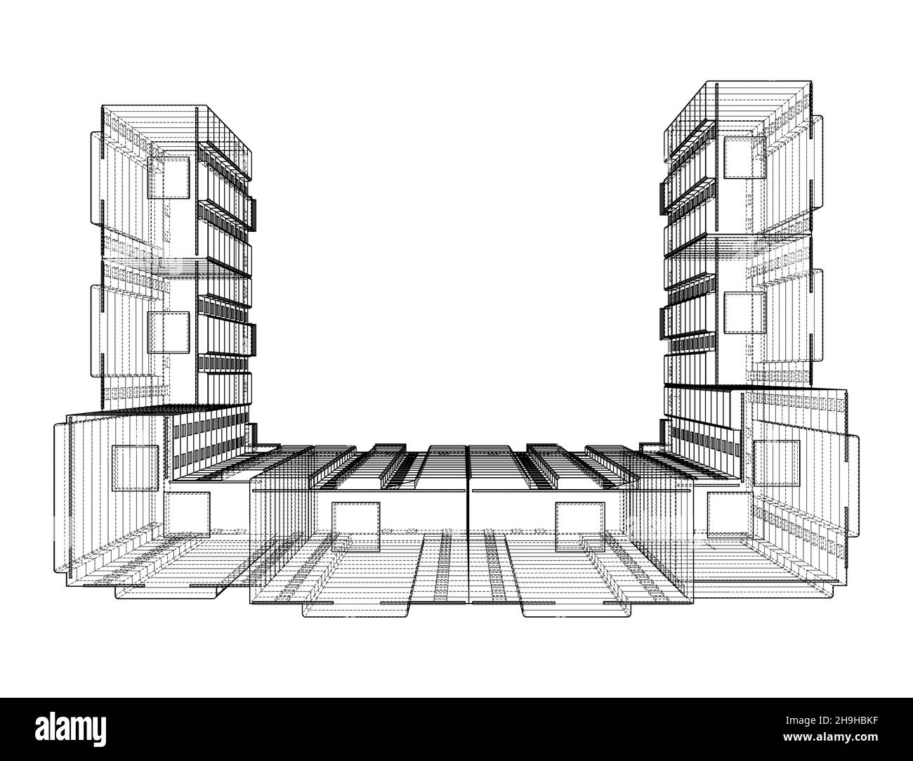 Wireframe model of a multistorey building Stock Photo Alamy