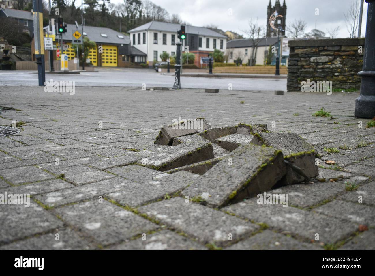 Bantry, West Cork, Ireland. 7th Dec, 2021. Storm Barra damages infrastructure in Bantry. Credit: Karlis Dzjamko/Alamy Live News Stock Photo