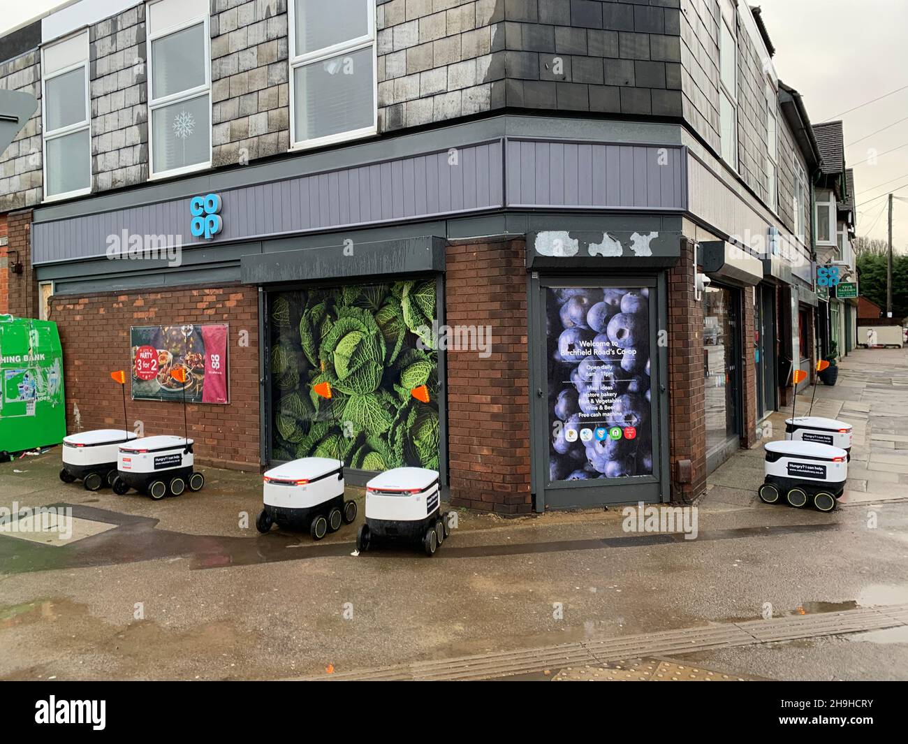 parked Hungry Henry delivery robots for the Coop store in Northampton ...