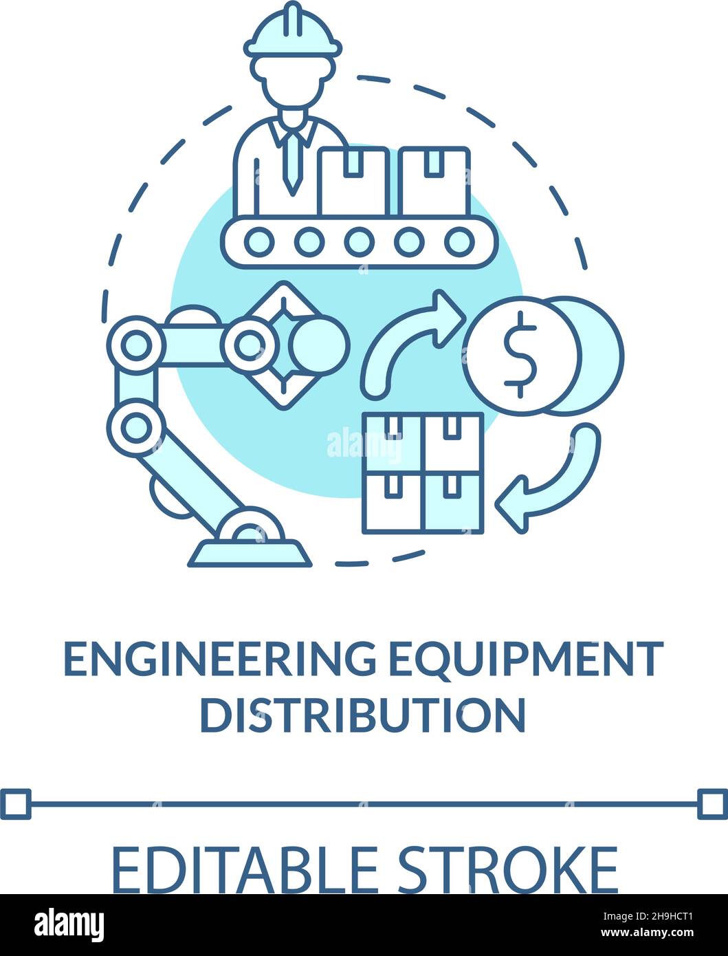 Engineering equipment distribution turquoise blue concept icon Stock Vector