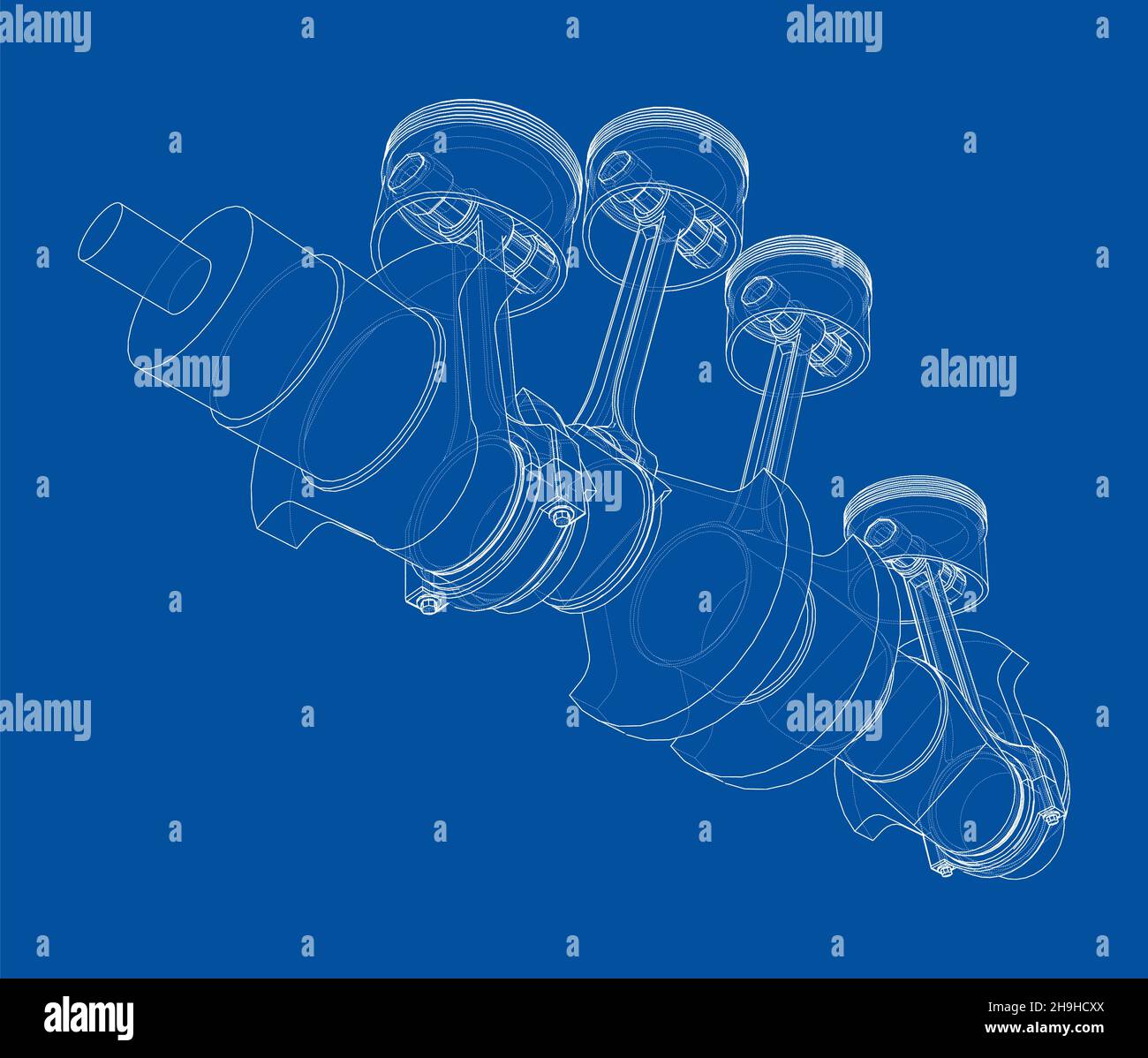 Engine crankshaft with pistons outline Stock Photo Alamy