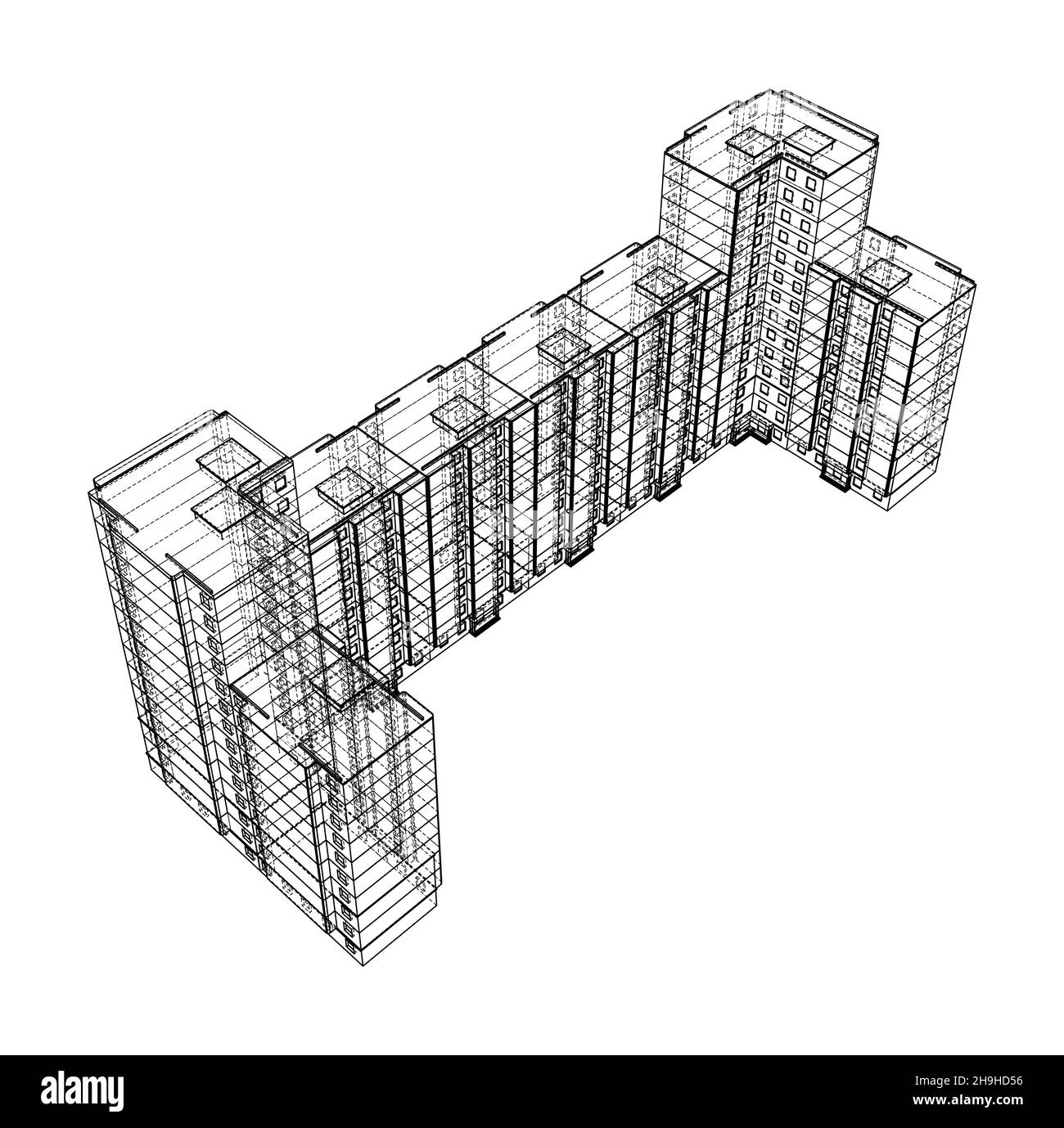 Wire-frame model of a multi-storey building Stock Photo - Alamy