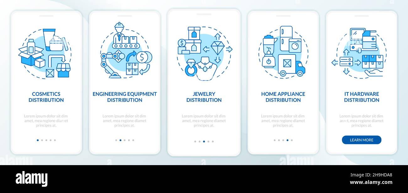 Distribution goods choose tips onboarding mobile app page screen Stock Vector