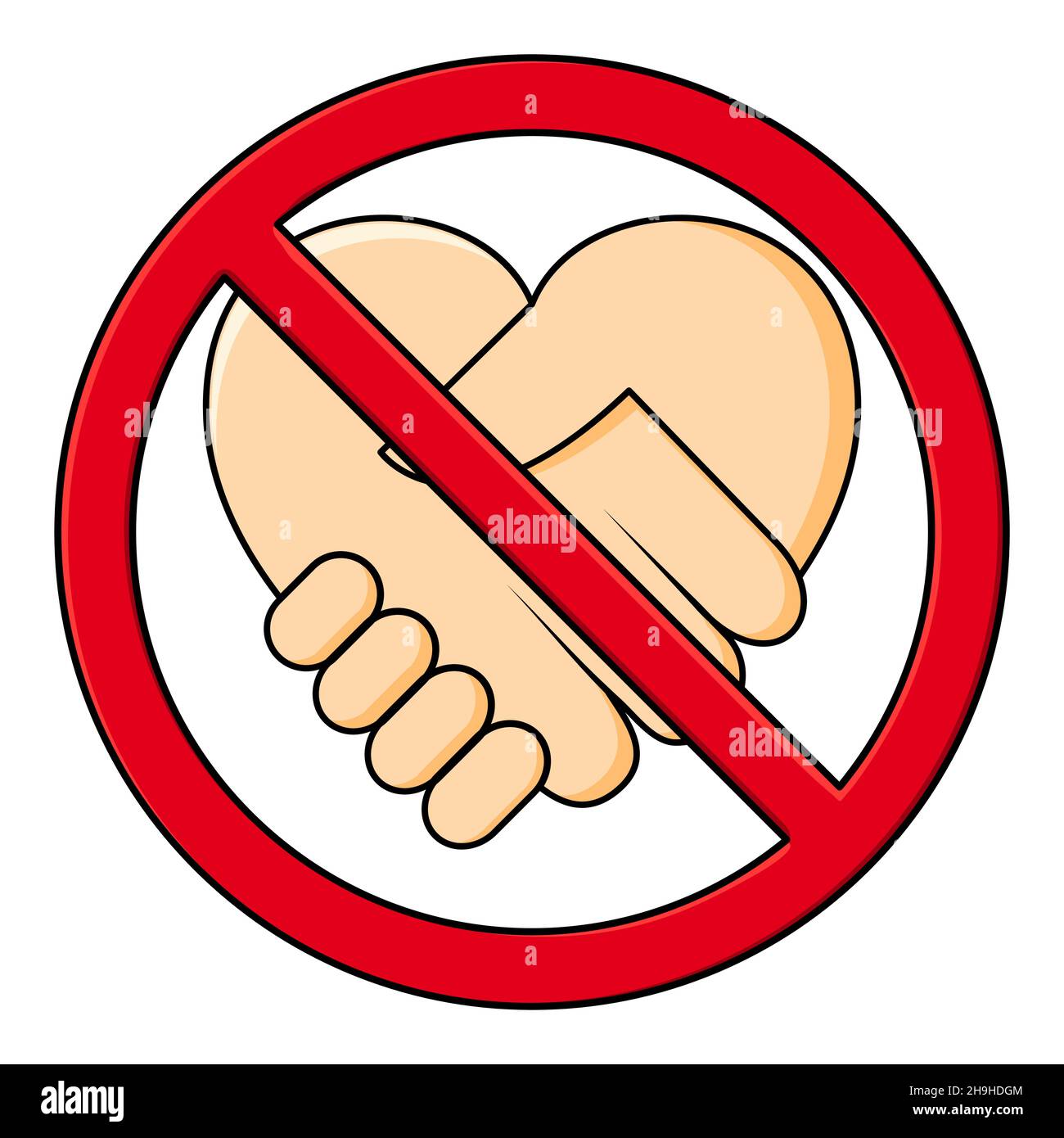 Handshake forbidden vector sign. No collaboration sign on white background. No dealing icon isolated Stock Vector