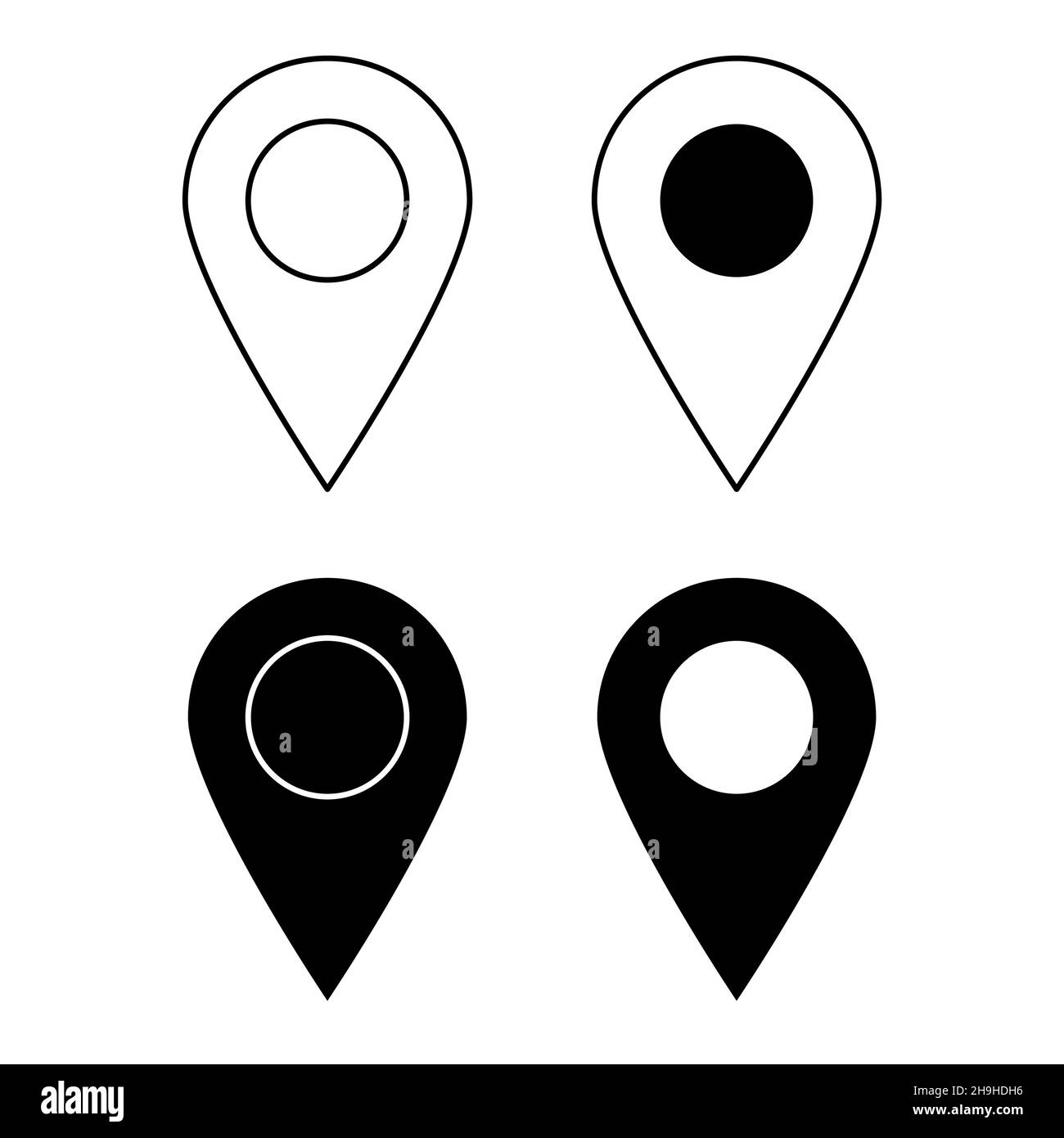 Set of map pin icons. Outline and silhouette. Modern map markers. location pin sign. Vector icon isolated on white background Stock Vector