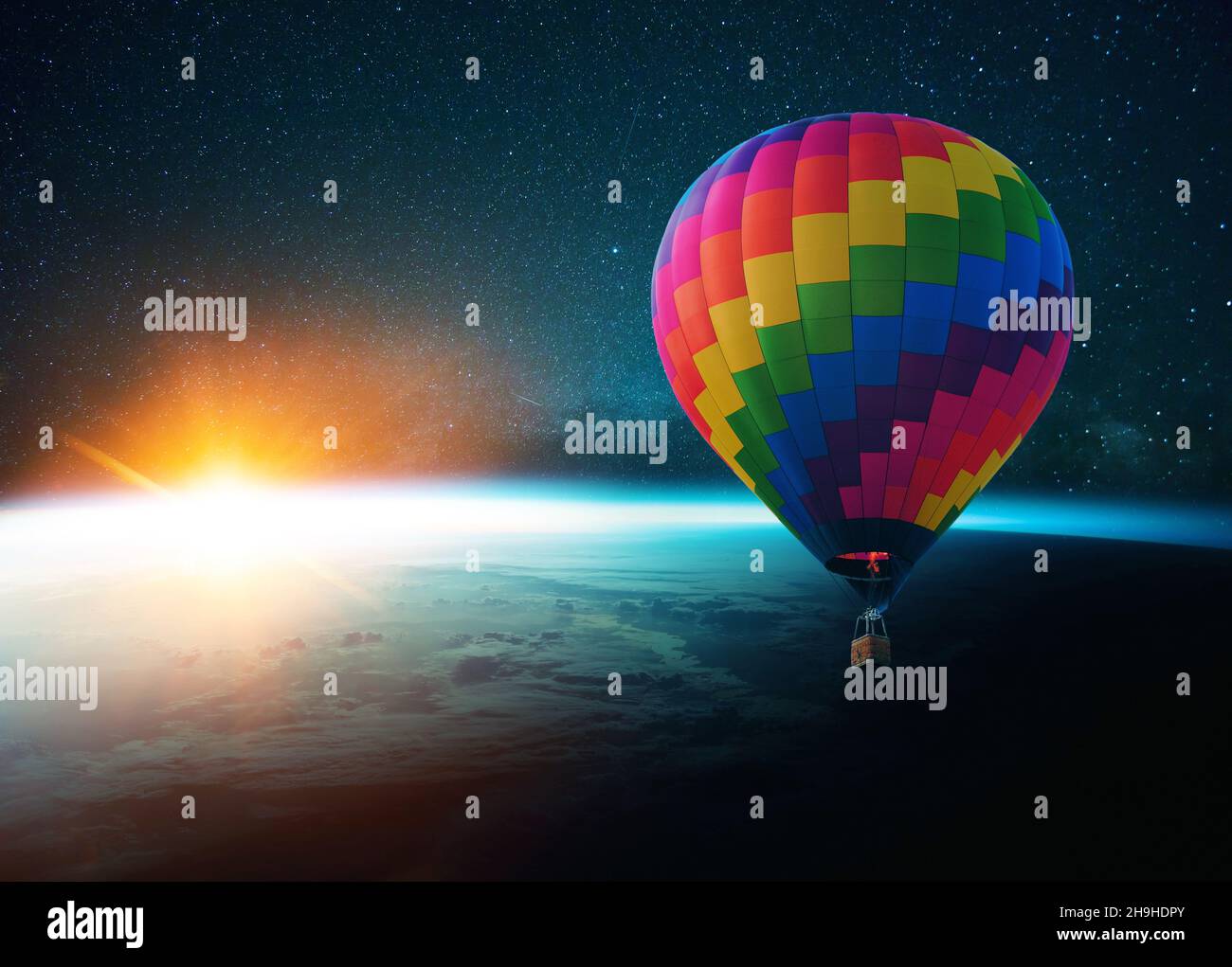 Beautiful blue planet earth in outer space on background of stars and ...