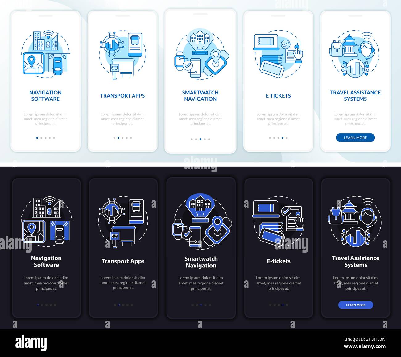 Transportation digital onboarding mobile app page screen Stock Vector