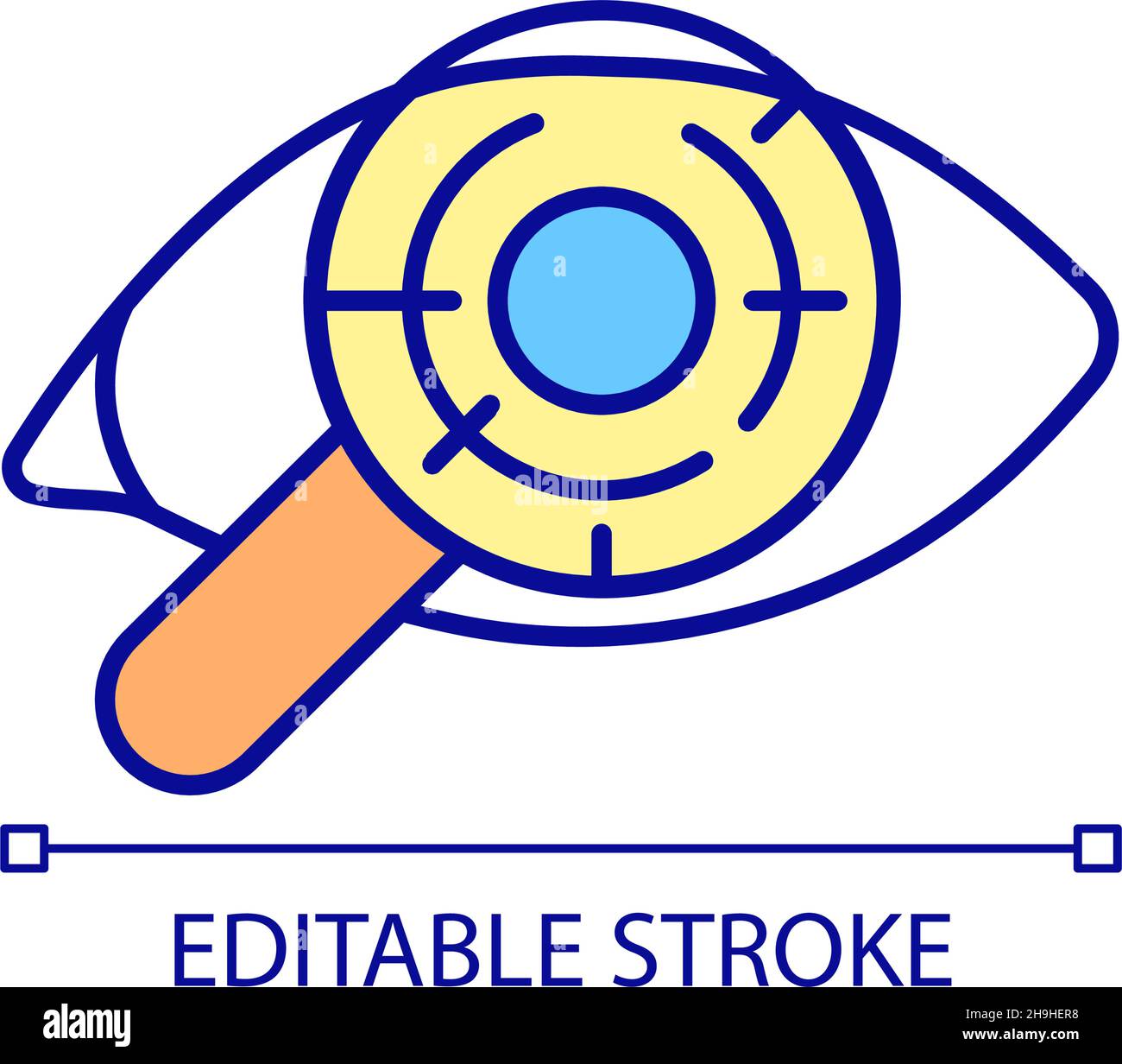 Checking eyeball for healthcare RGB color icon Stock Vector