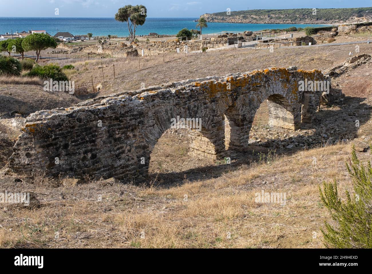 Remains of the Roman Aqueduct of Punta Paloma. Baelo Claudia Archaeological Site. Tarifa, Cadiz. Andalusia, Spain. Stock Photo