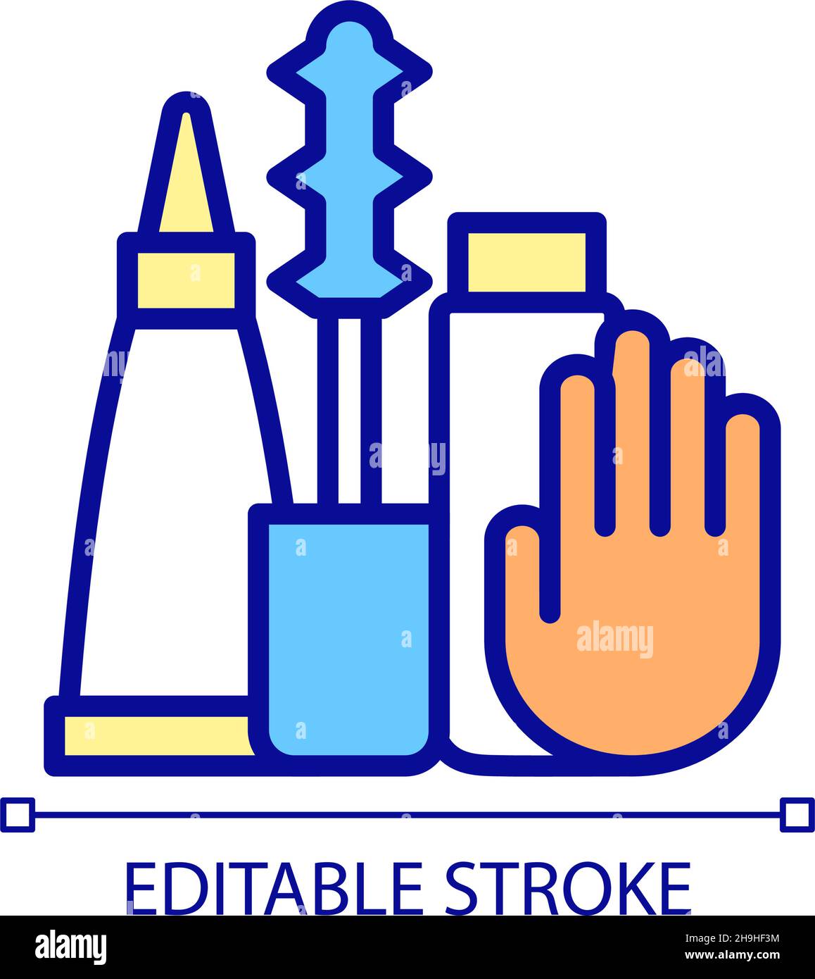 Avoid makeup products RGB color icon Stock Vector