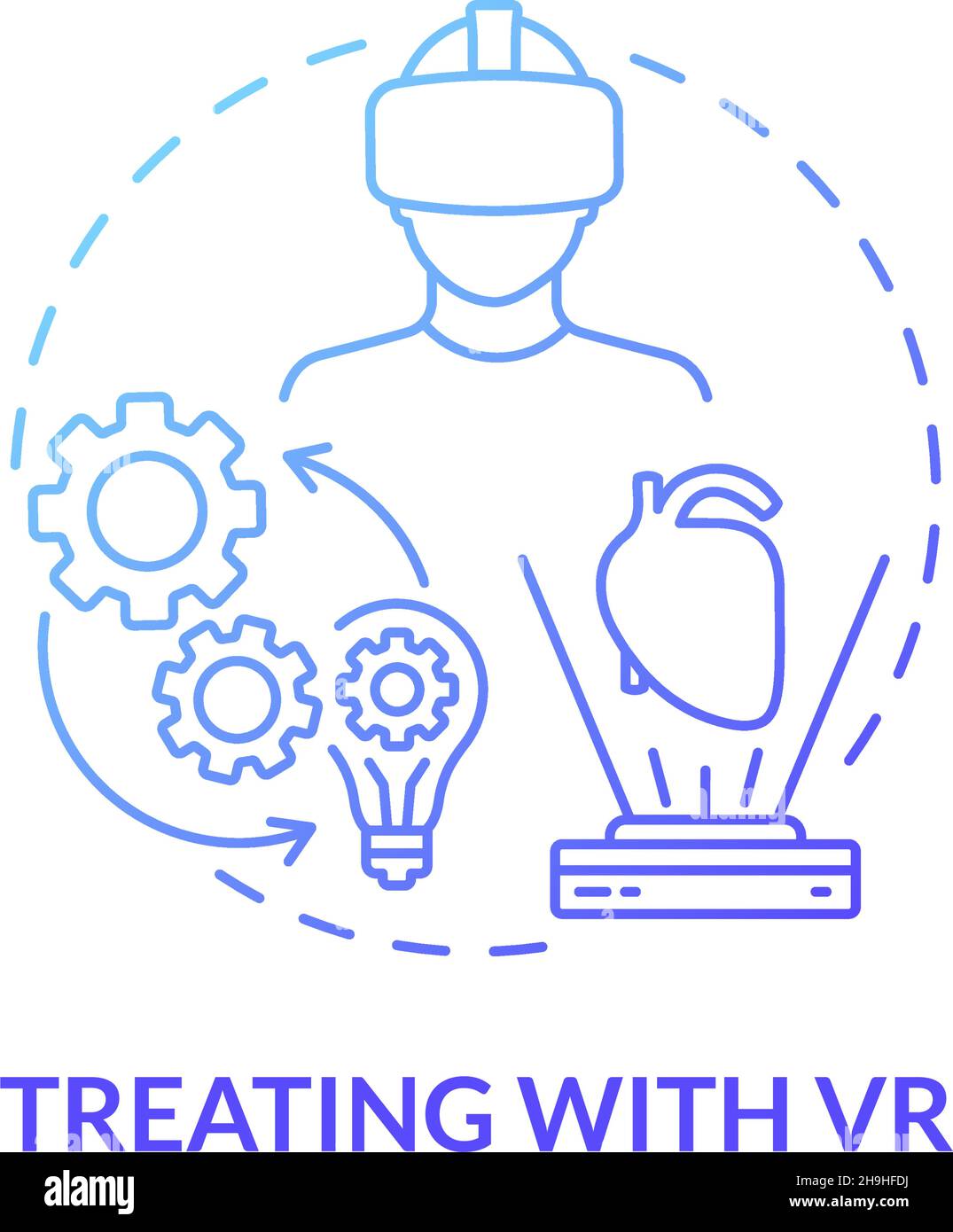 Treating with VR blue gradient concept icon Stock Vector
