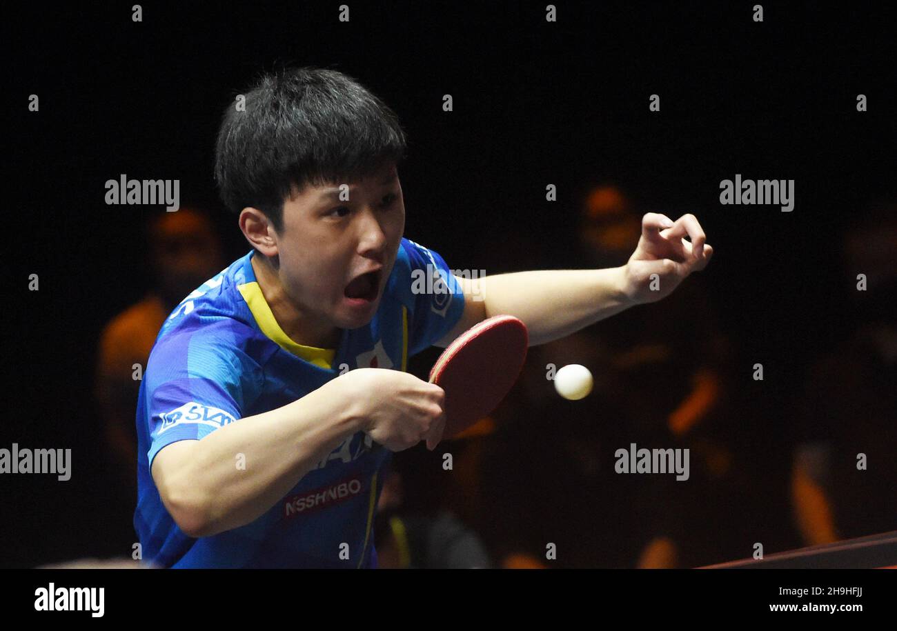 Singapore. 7th Dec, 2021. Harimoto Tomokazu competes during the men's