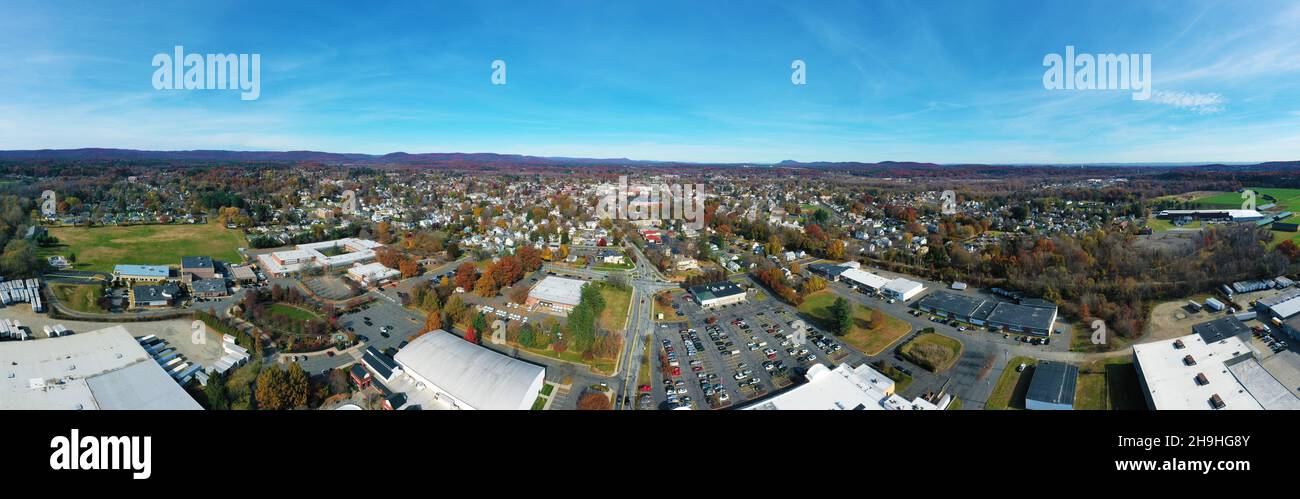 An aerial panorama of Westfield, Massachusetts, United States Stock