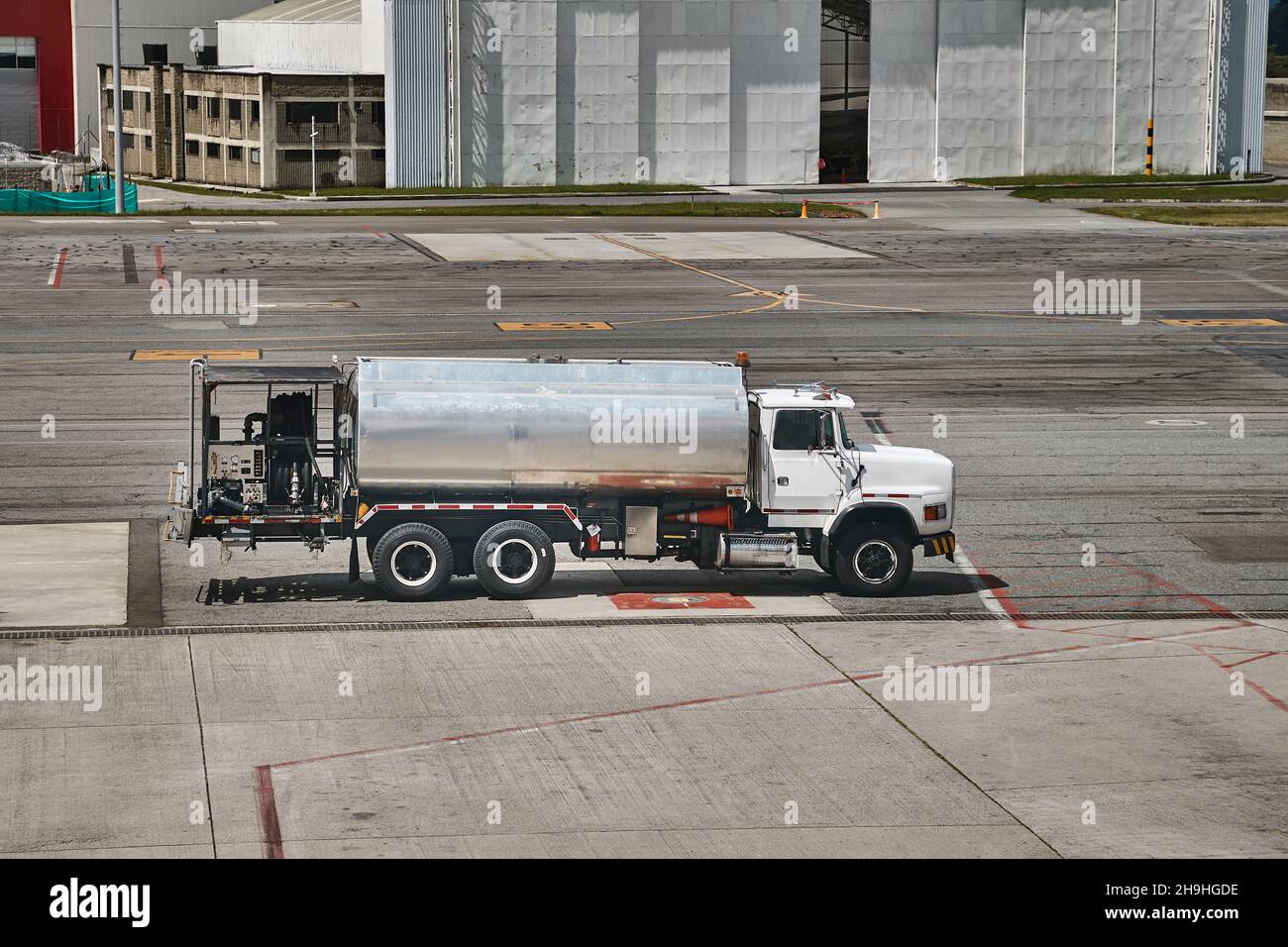 Fuel Tank Trucks at an airport Stock Photo - Alamy