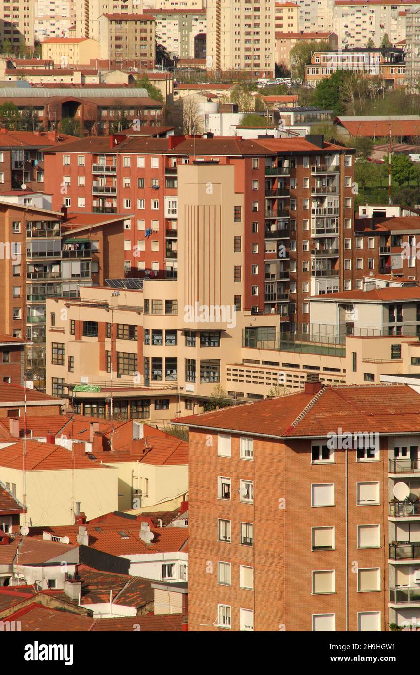 Beautiful view of the city Bilbao with many colorful buildings Stock ...