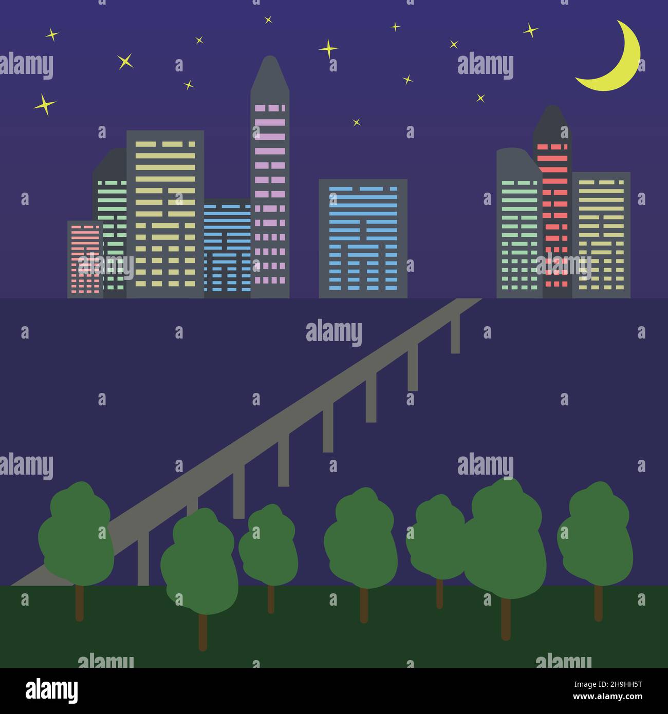 The beautiful night view of the city Stock Vector