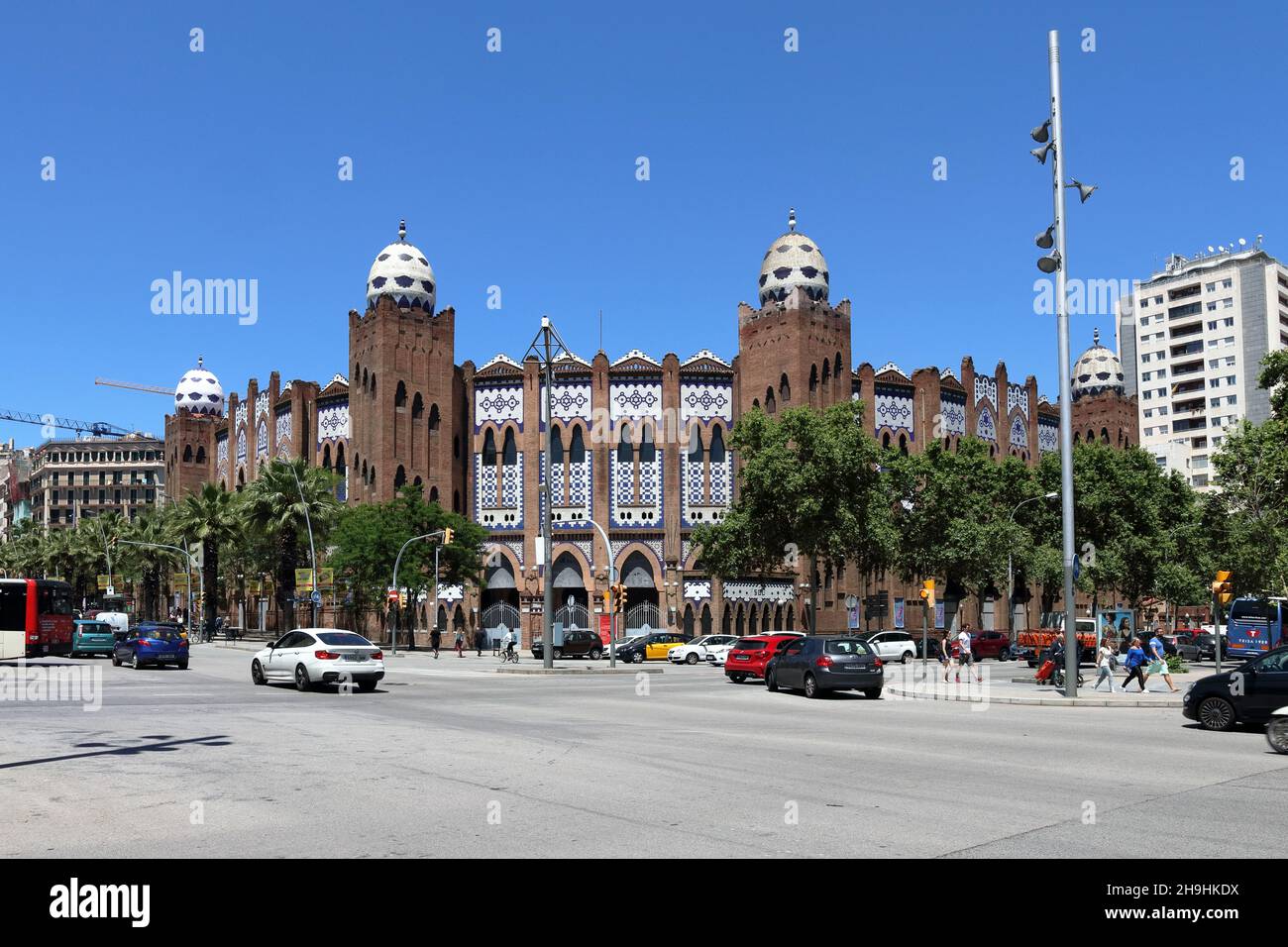 BARCELONA, SPAIN - Jun 01, 2019: La monumental, former Plaza de Toros, on a sunny day in spring Stock Photo