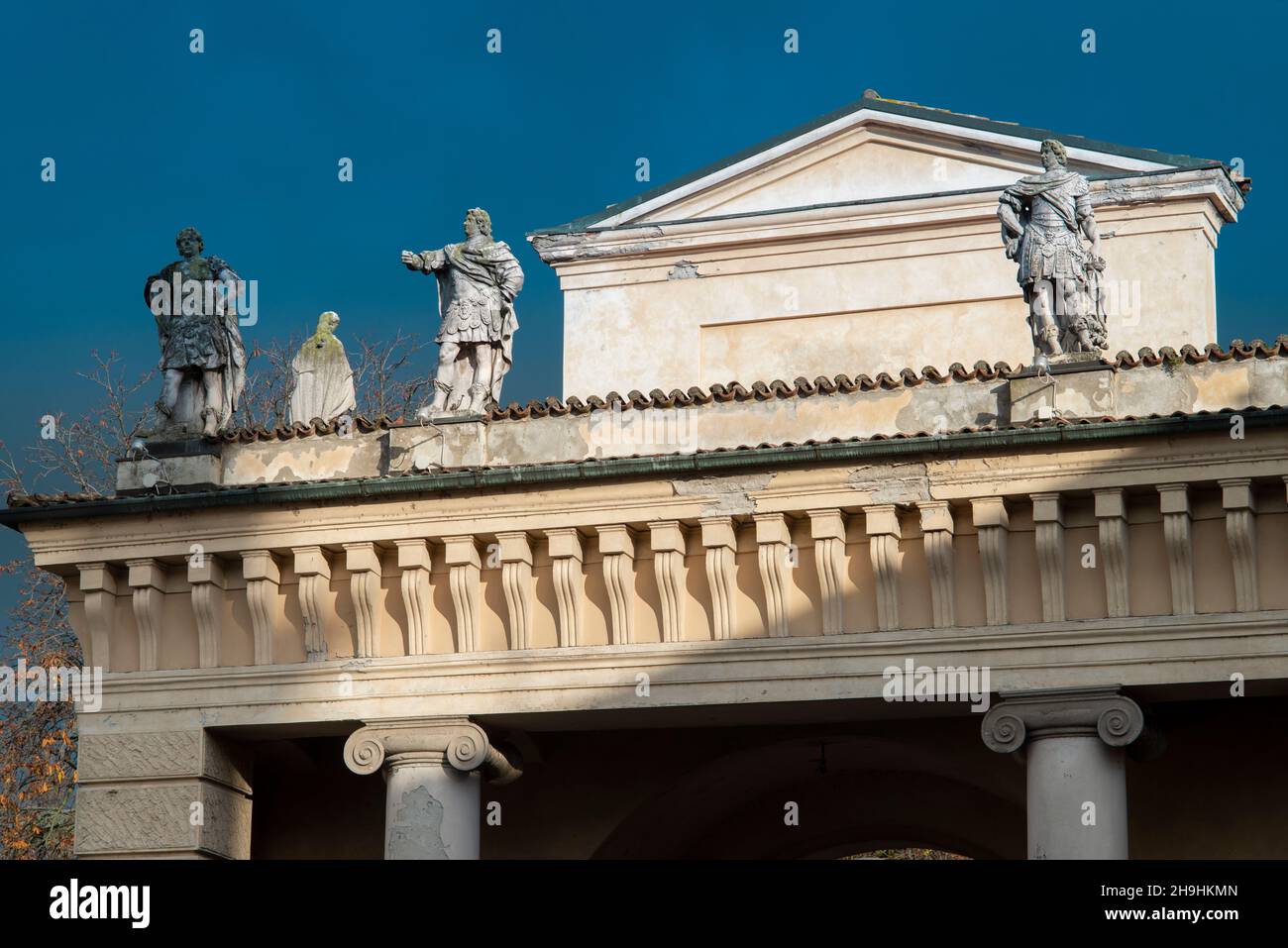 Italy, Lombardy, Crema, Arco di Porta Serio, City Gate by Faustino Rodi Architect, Statue Stock Photo