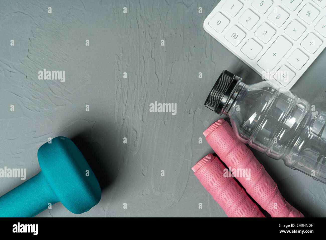 Fitness equipment on the table, healthy life Stock Photo - Alamy