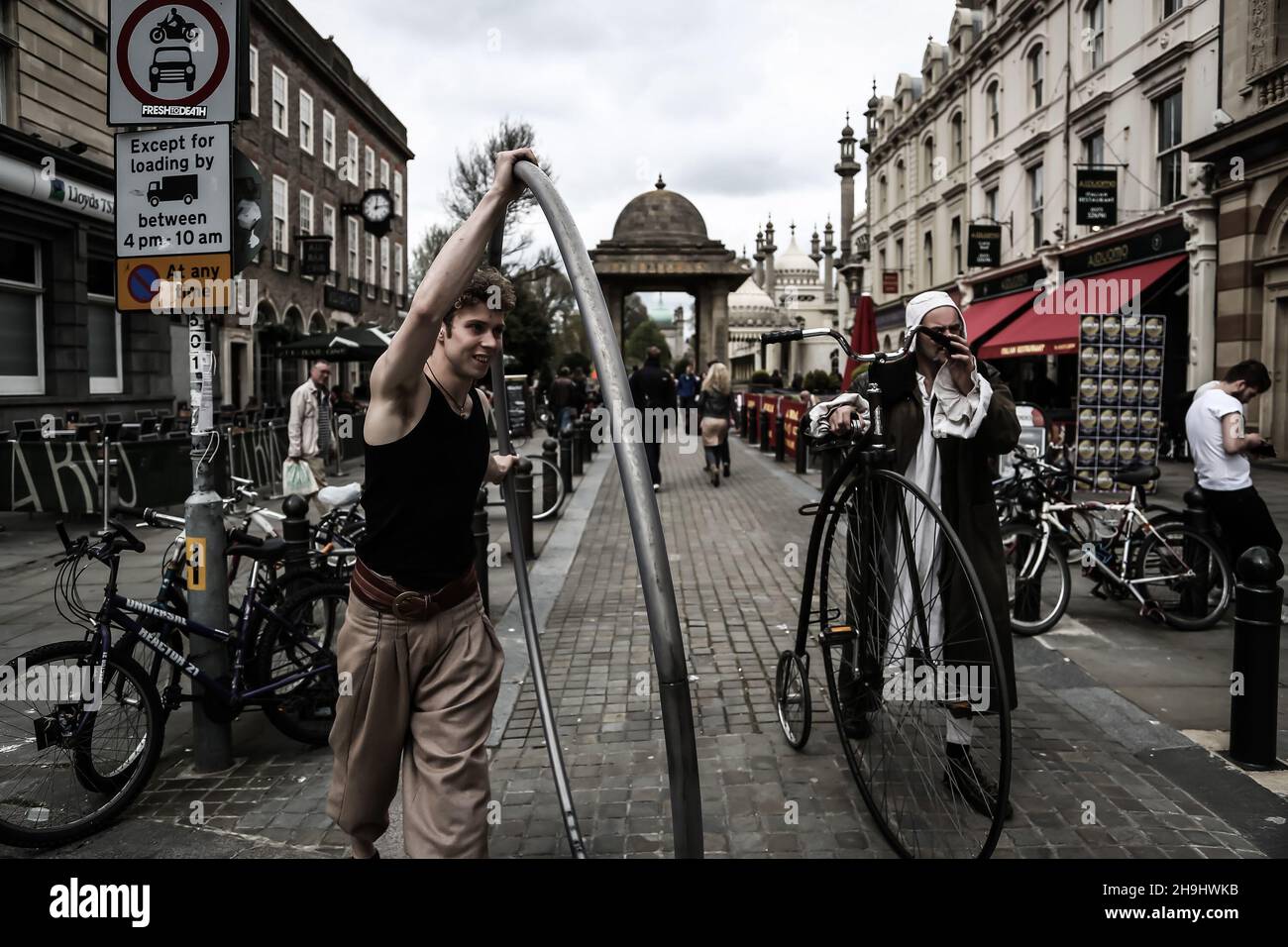 A street performer The Great Escape Festival in Brighton Stock Photo