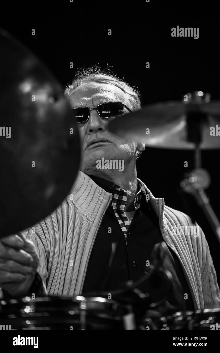 Ginger Baker performing live on stage at the Field Day festival in