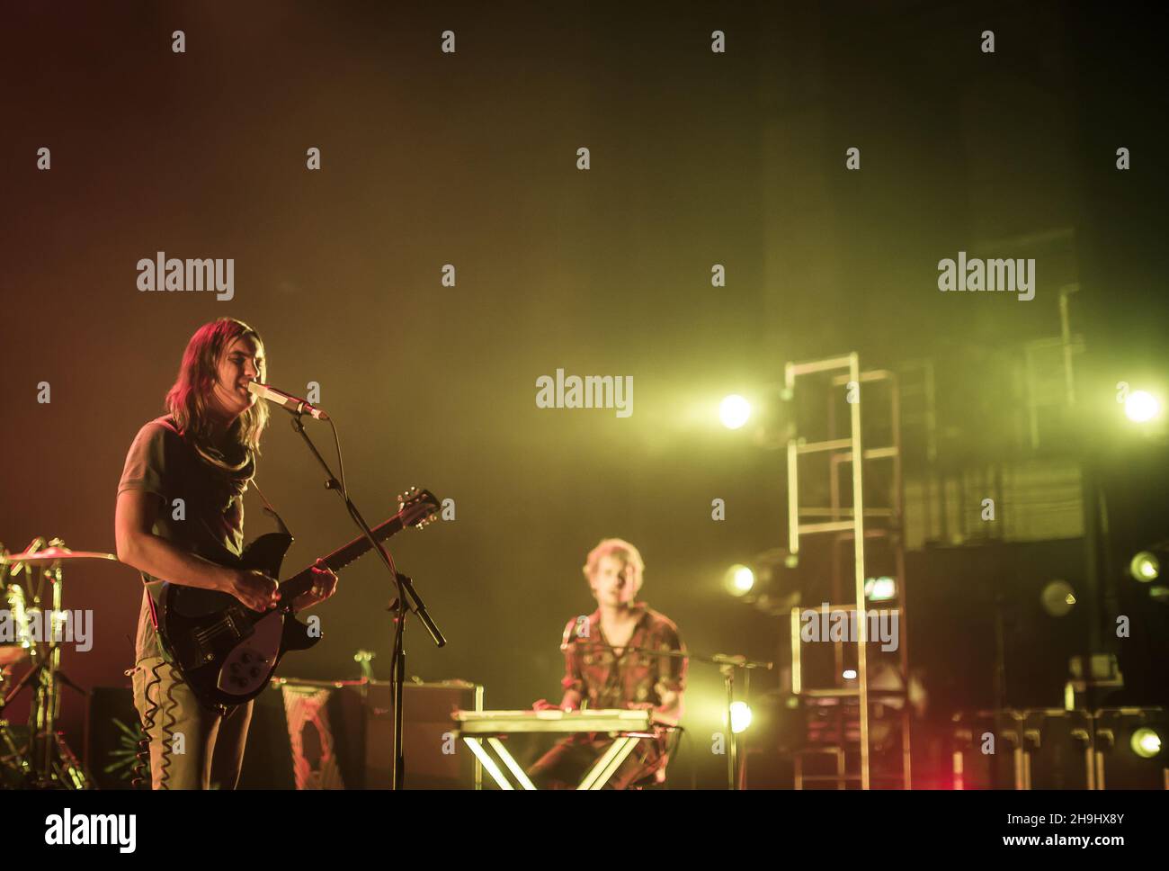 Tame Impala on stage at the Hammersmith Apollo in London Stock Photo ...