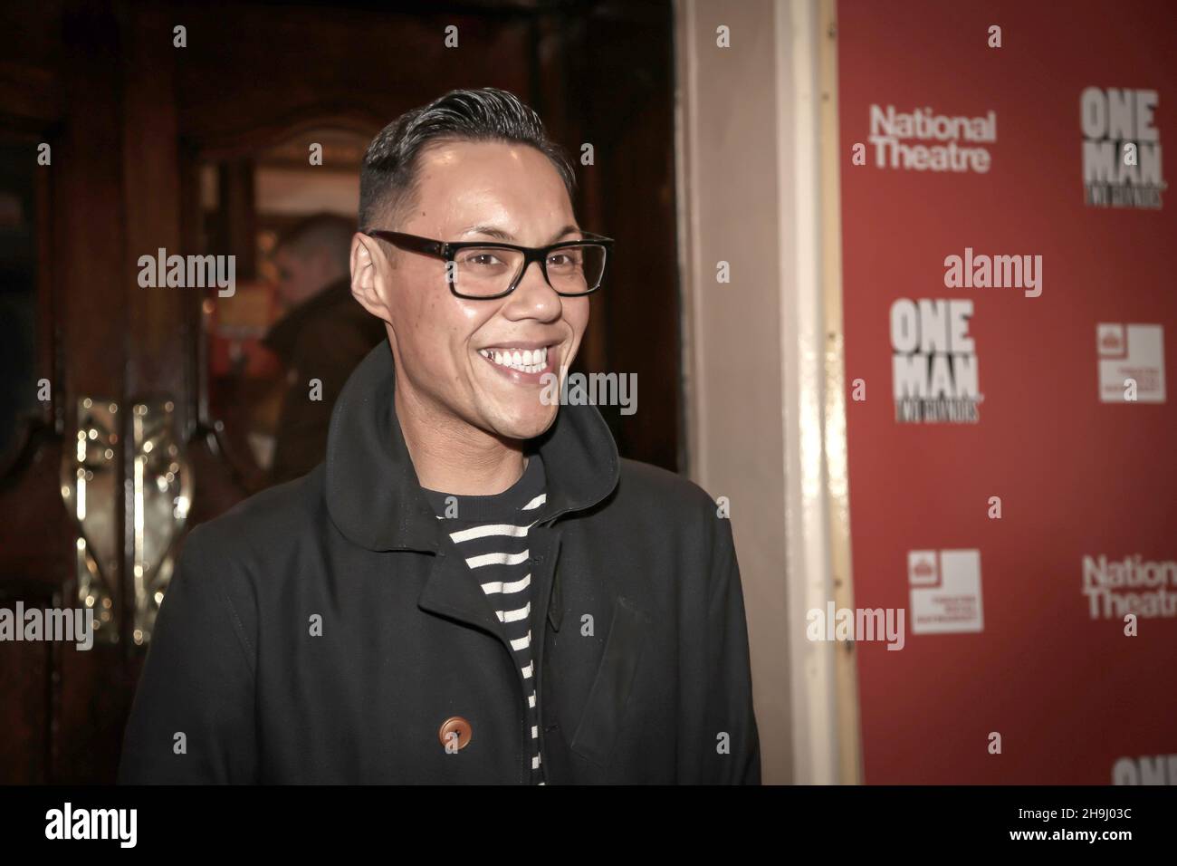 Gok Wan arriving for the opening night of the new cast of One Man Two