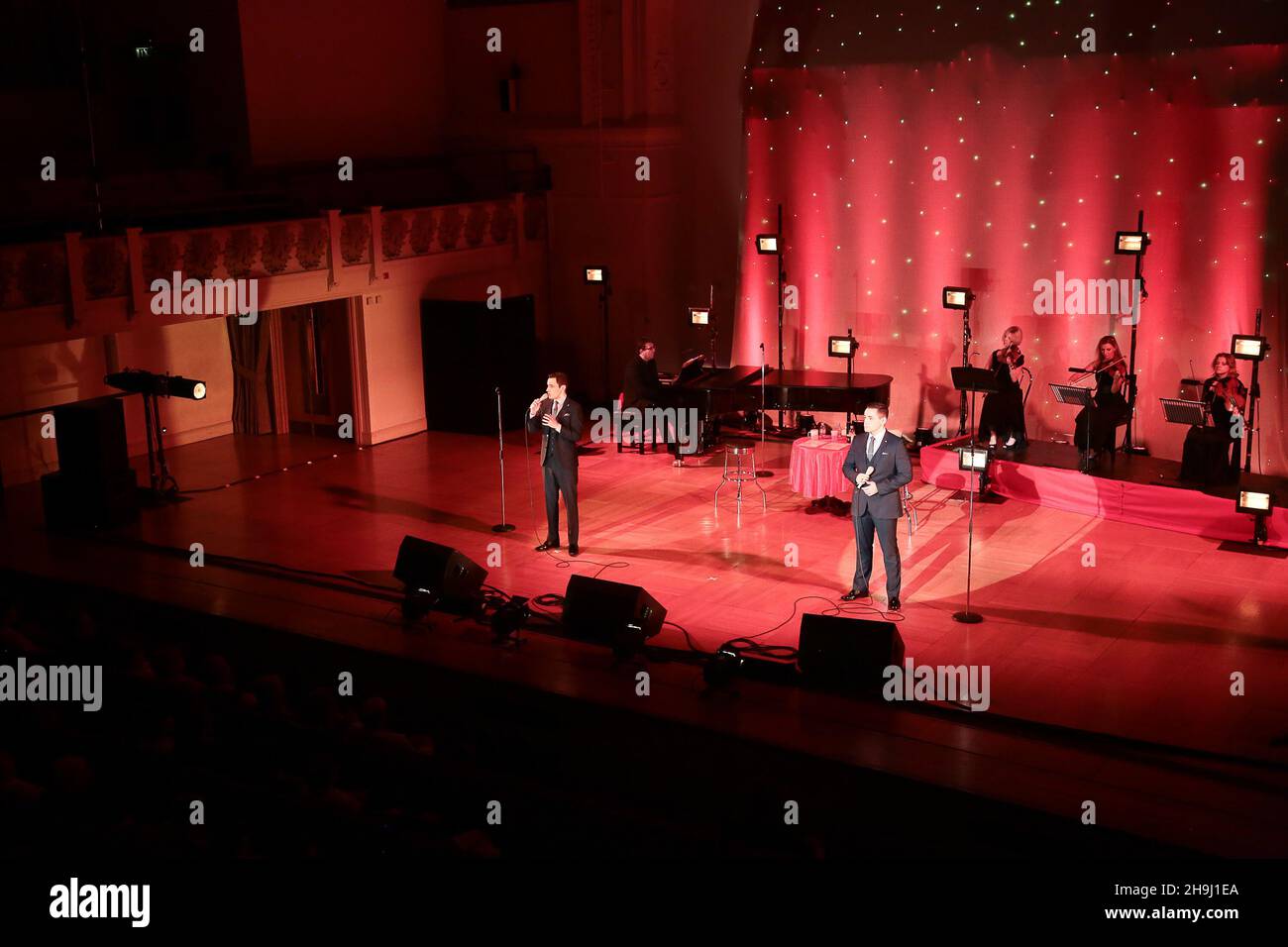 Richard and Adam Johnson performing live on stage at Cadogan Hall, London, on the last date of their nationwide tour Stock Photo