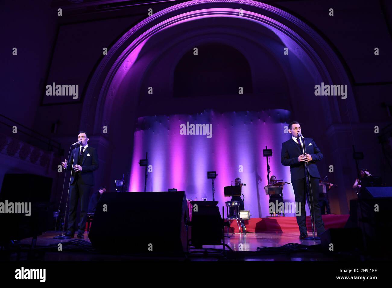 Richard and Adam Johnson performing live on stage at Cadogan Hall, London, on the last date of their nationwide tour Stock Photo