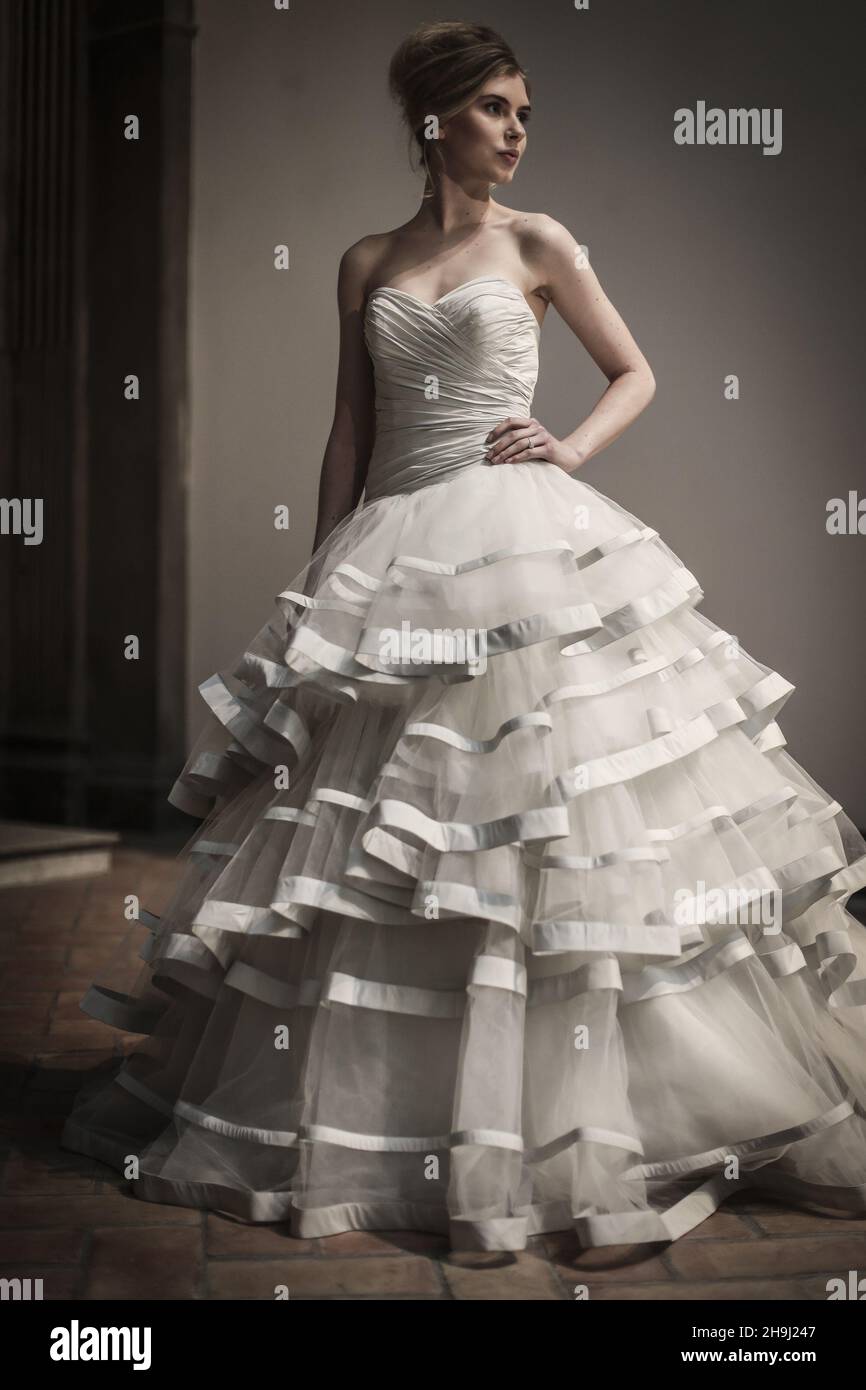 Taffeta And Layered Tulle Wedding Dress High Resolution Stock Photography  and Images - Alamy