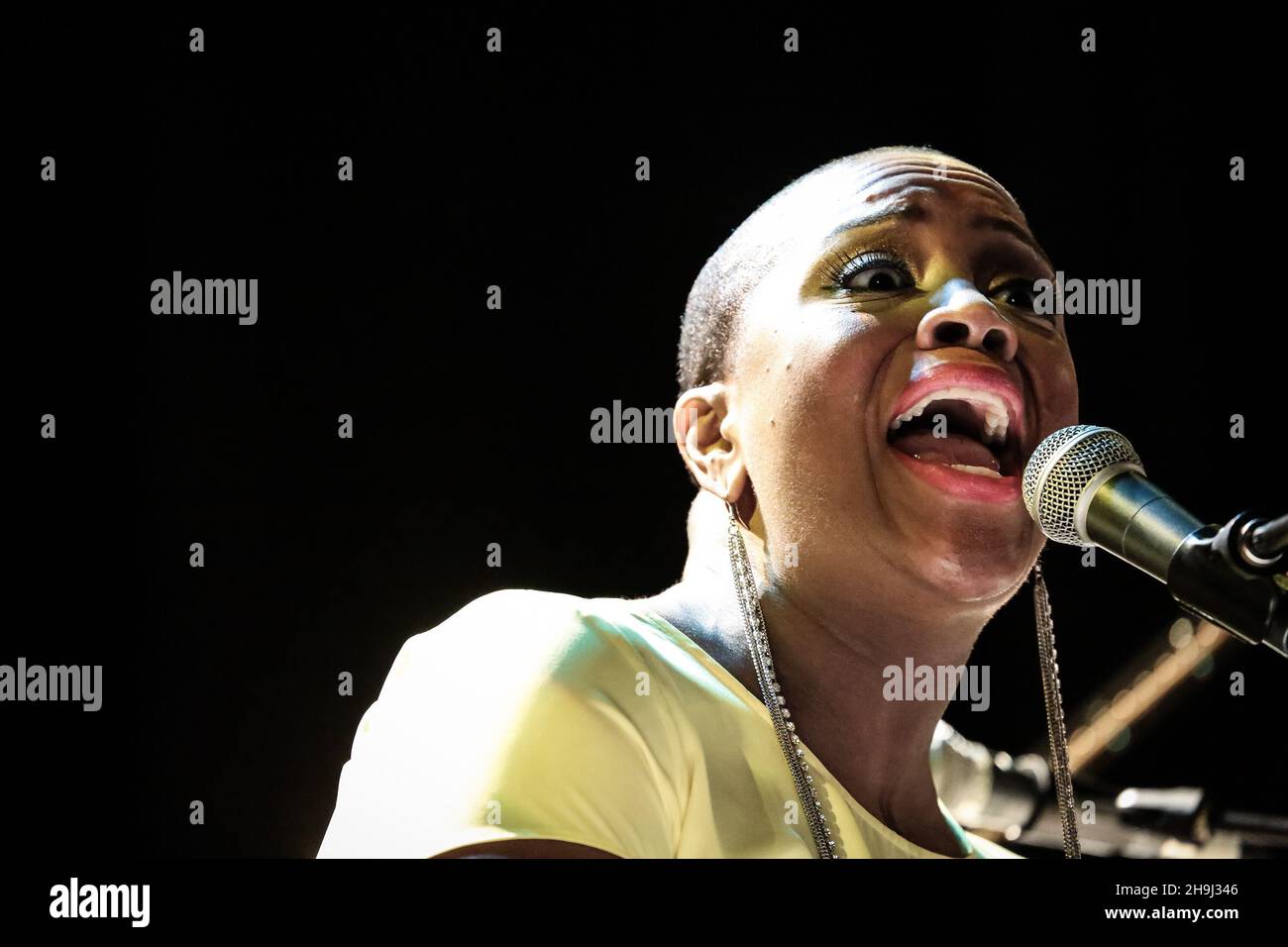 Soul singer Avery Sunshine performing live on stage at the Islington Assembly Hall, London after