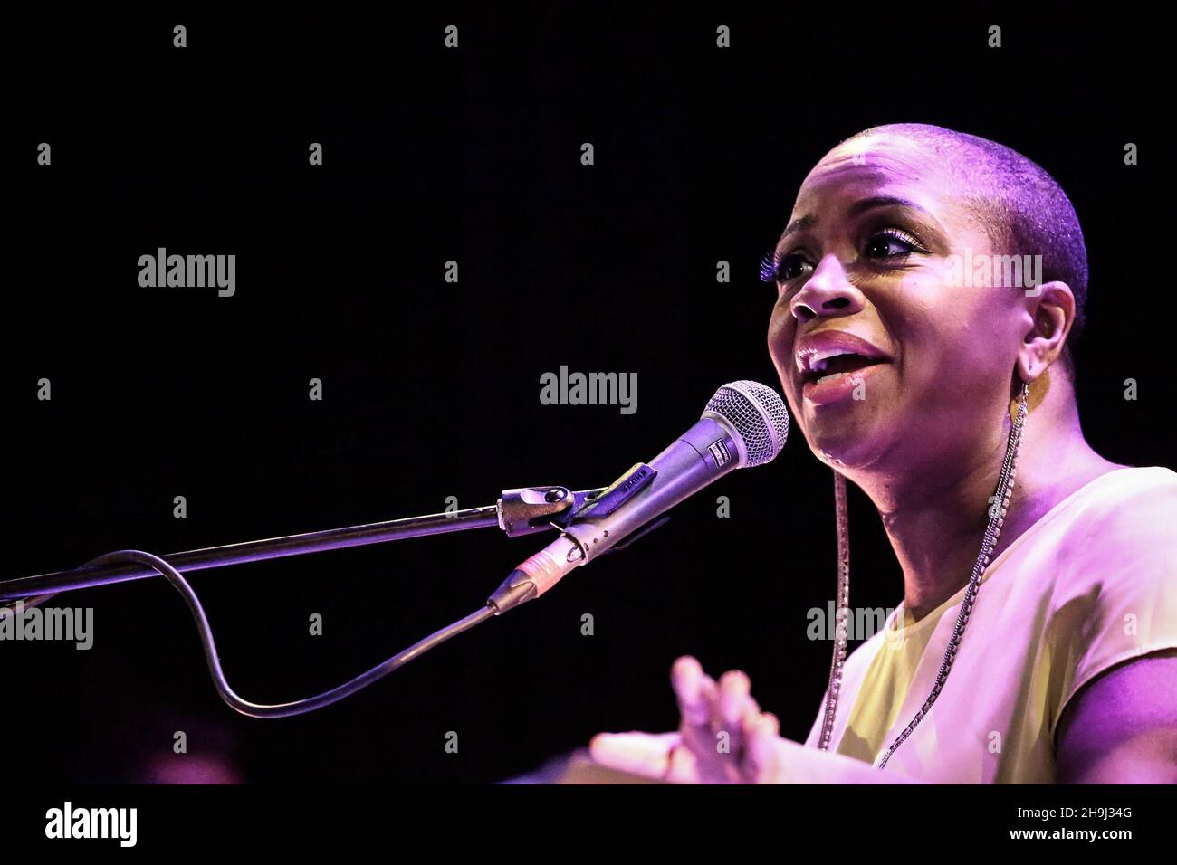 Soul singer Avery Sunshine performing live on stage at the Islington Assembly Hall, London after