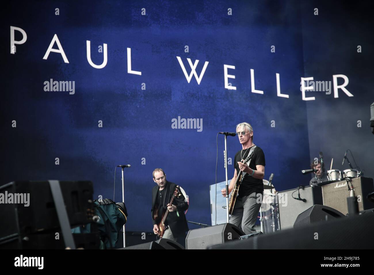 Paul Weller performing on stage at the Barclaycard British Summer Time