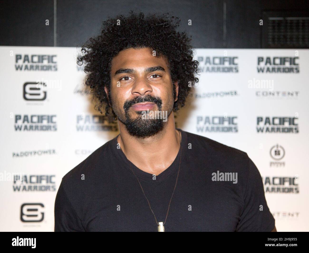 David Haye (former heavyweight champion) poses for photos as former and current players from the world of rubgy and sport arrive at the Curzon Cinema in London's Shaftesbury Avenue to attend the opening night of Pacific Warriors, about the culture of rugby in Somao and Tonga by director Adam Perrin Stock Photo