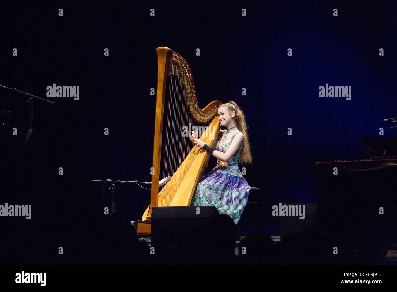 Joanna Newsom performing live on stage during the last date of her European tour at the Hammersmith Eventim in London Stock Photo