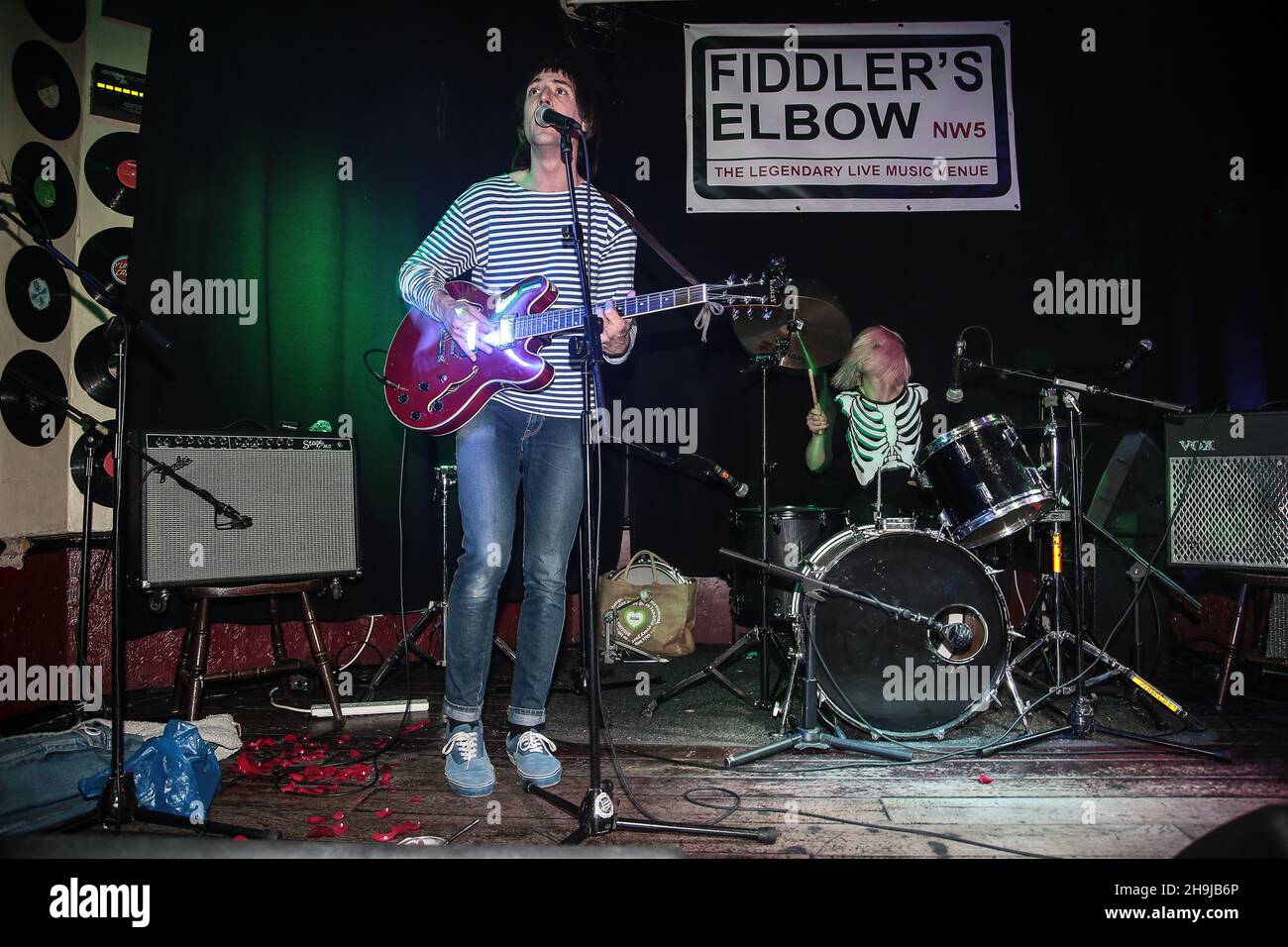 Rock Duo Tommy And Mary Performing Live On Stage At The Fiddlers Elbow In Camden London Stock