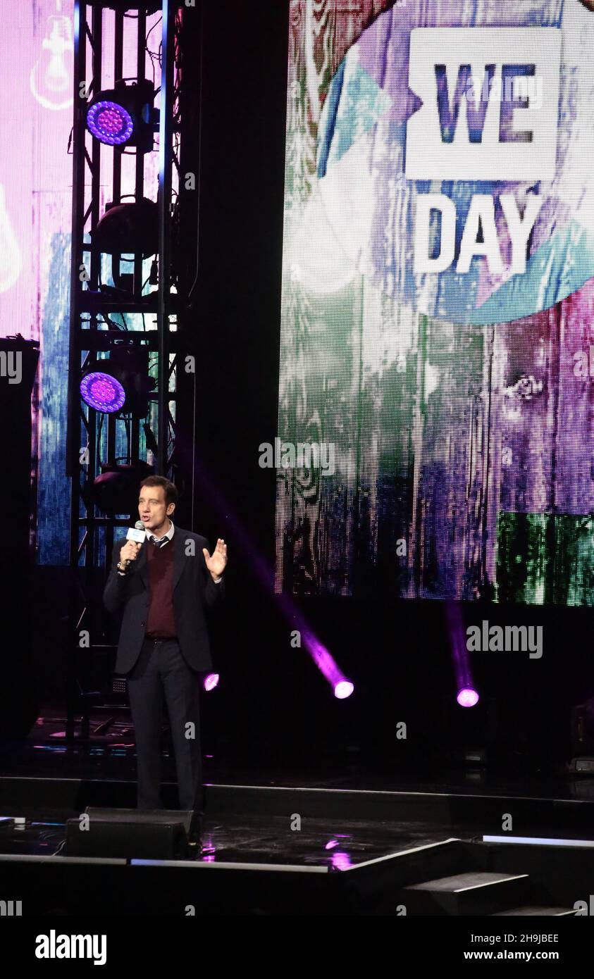 Clive Owen on stage at the 2016 We Day charity event at Wembley SEE in London Stock Photo