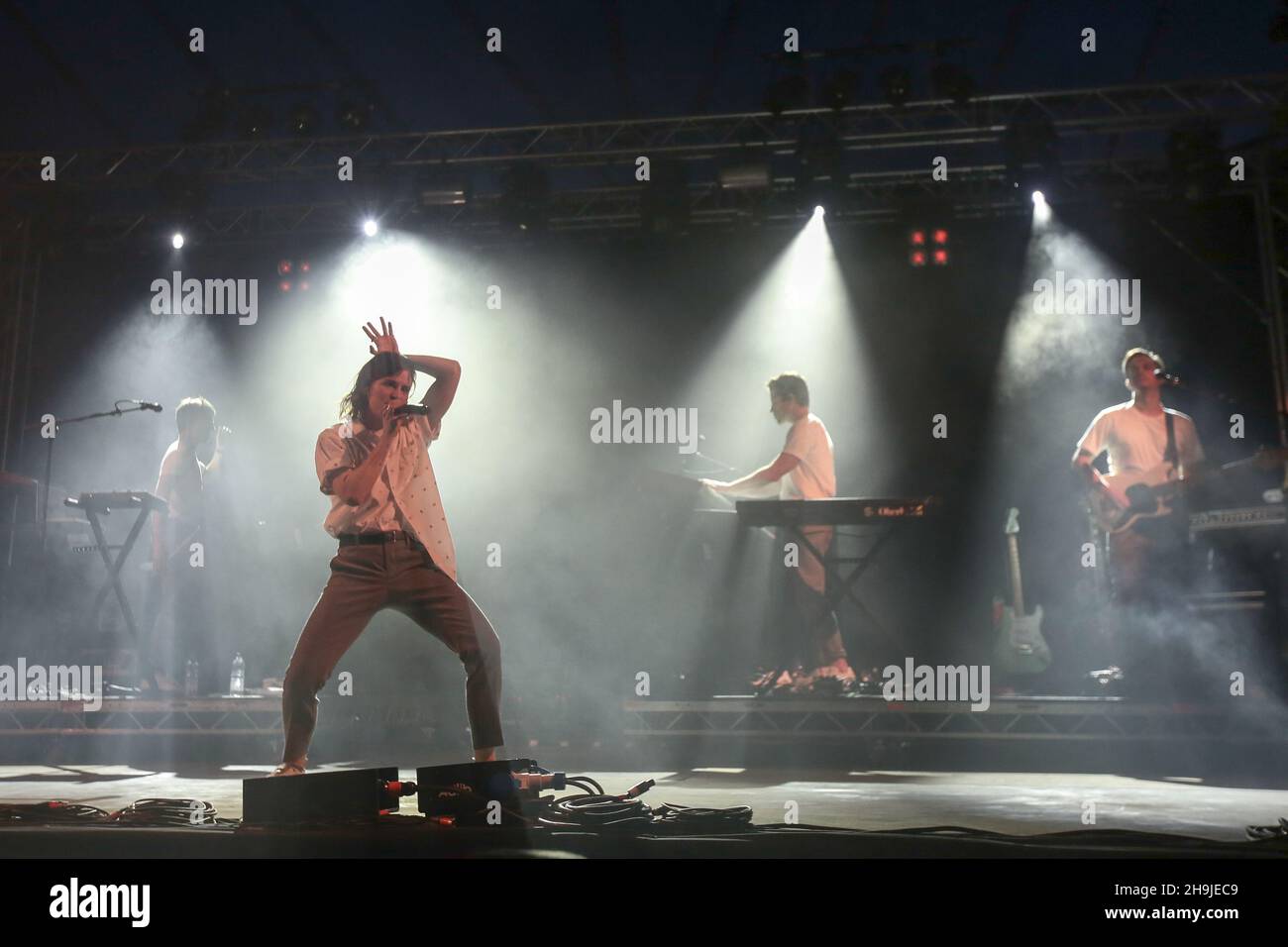 Christine and the Queens performing live on stage at the 2016 Latitude festival in Southwold, Suffolk Stock Photo