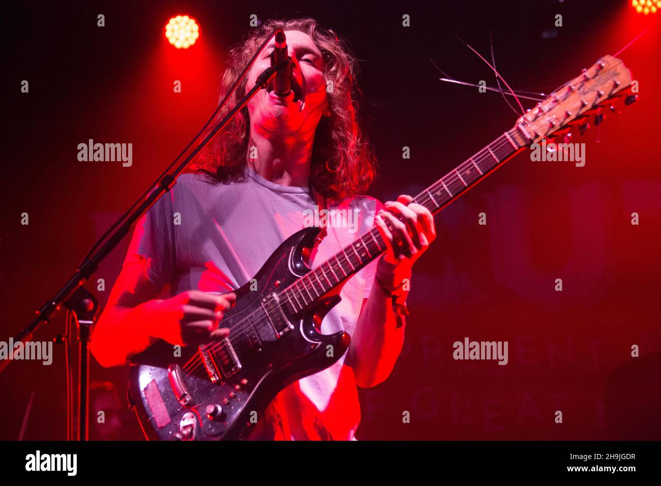 Stu Mackenzie of King Gizzard and the Lizzard Wizzard on day 4 of the 2016 End of the Road Festival in Larmer Tree Gardens in Dorset. Picture date: Sunday September 4, 2016. Photo credit should read: Richard Gray/ EMPICS Entertainment. Stock Photo