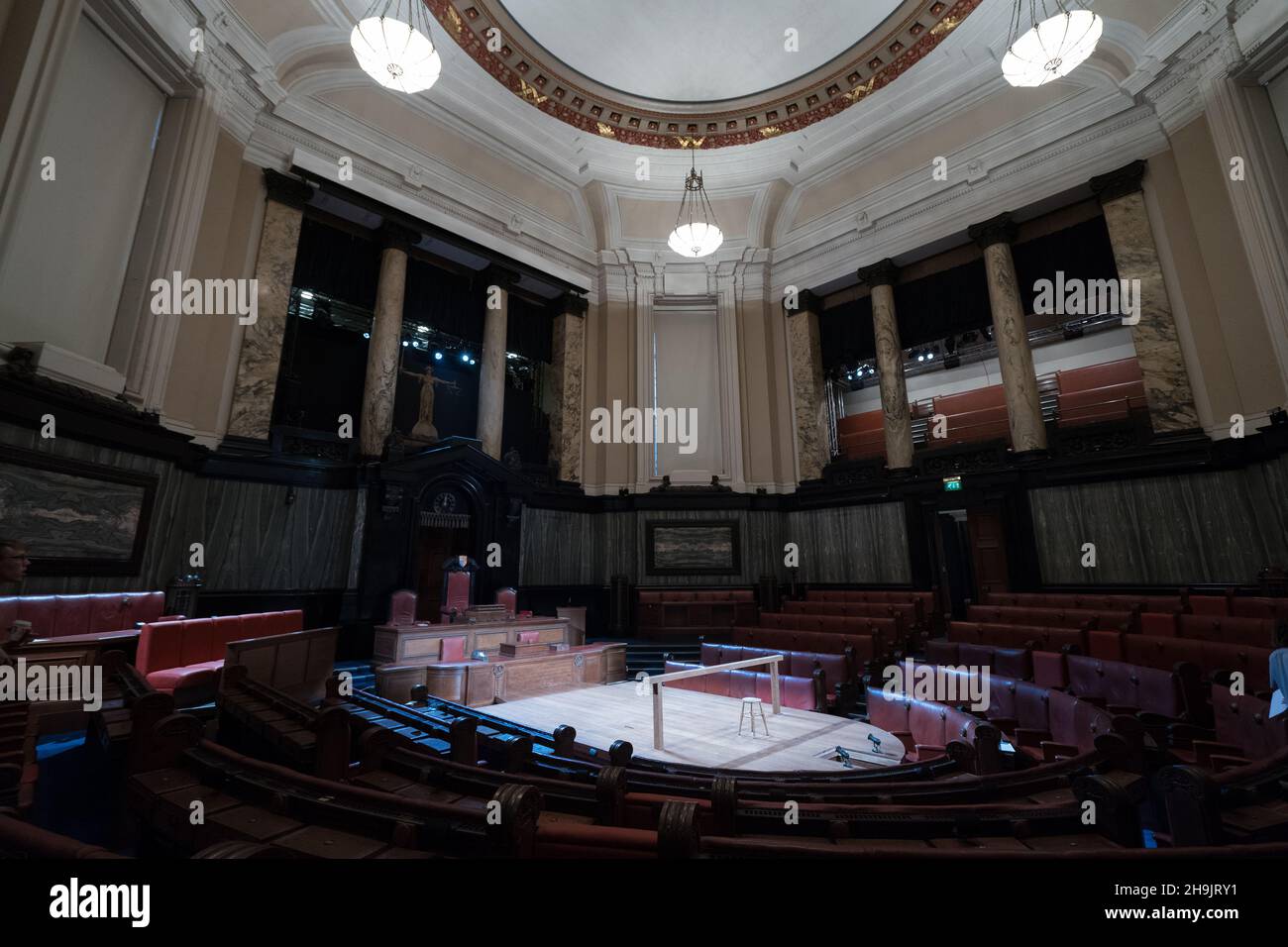 The stage for Witness for the Prosecution by Agatha Christie directed