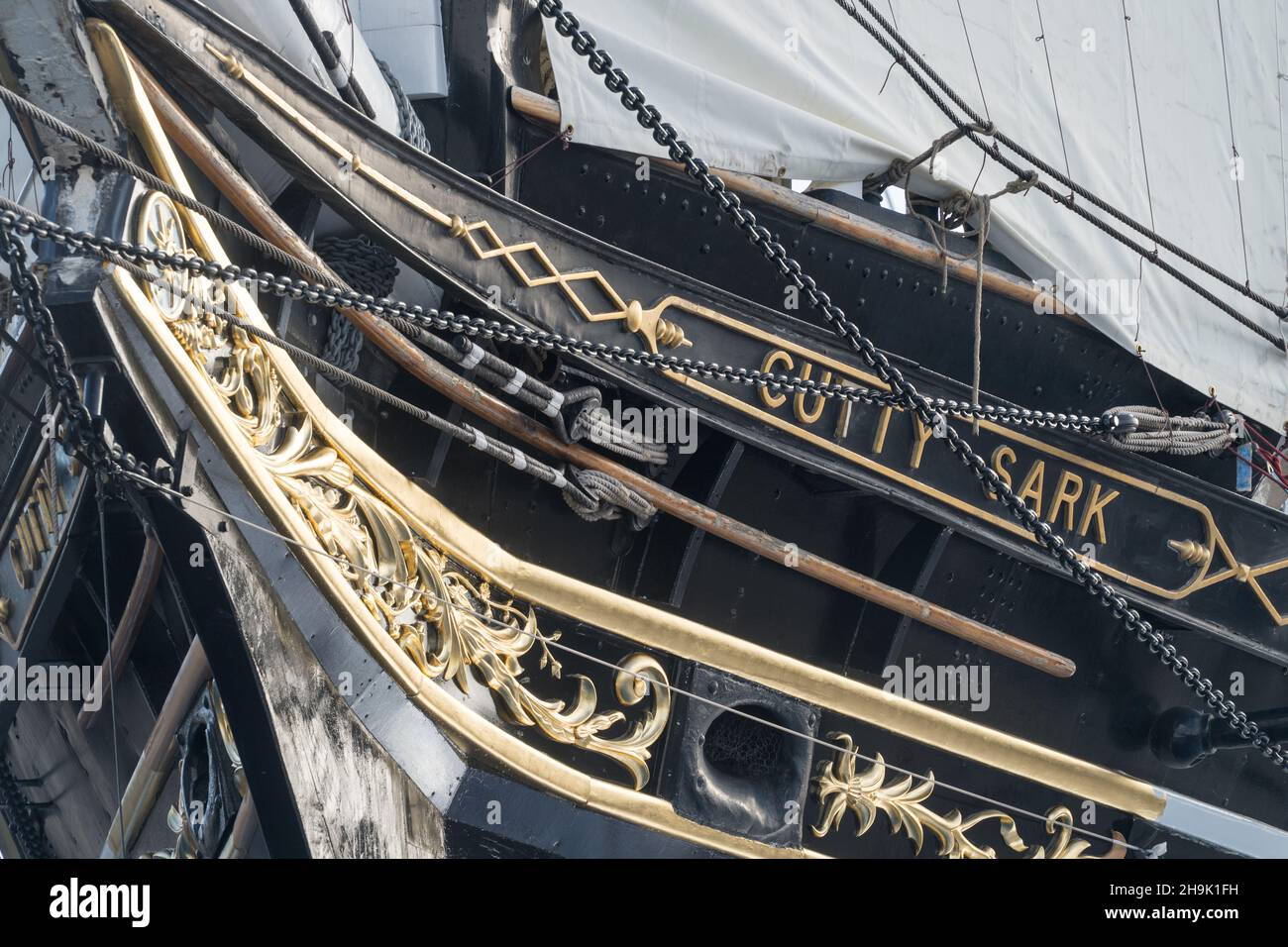 Detail of the Cutty Sark in Greenwich. From the Open City Thames Architecture Tour East. Photo date: Saturday, November 10, 2018. Photo credit should read: Richard Gray/EMPICS Stock Photo