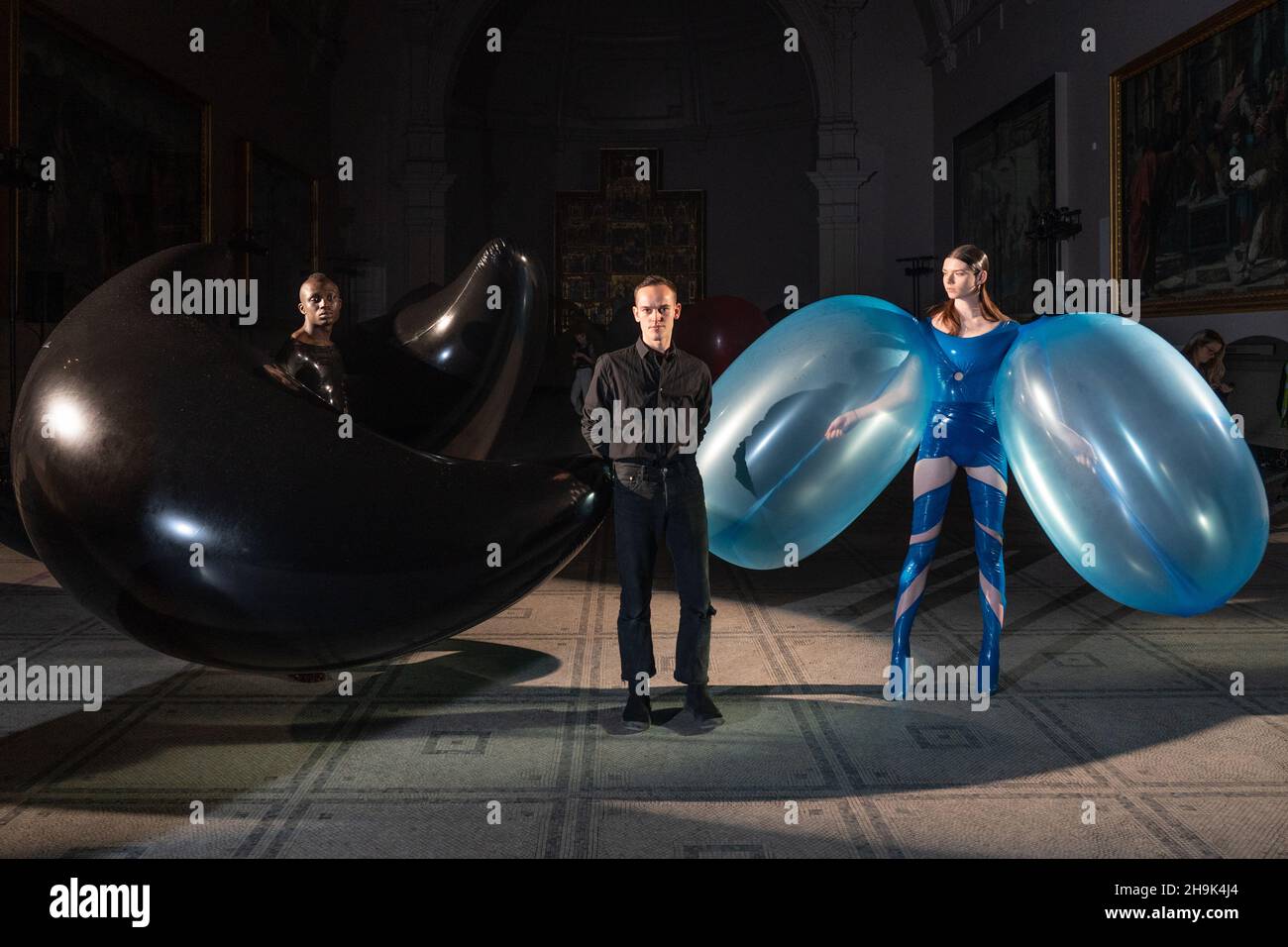 Fredrik Tjaerandsen after a presentation of his show Fashion in Motion, comprising otherworldly wearable ÔbubblesÕ in the Victoria and Albert Museum's Raphael Gallery, the show builds on his graduate show Moments of Clarity. in London. Photo date: Friday, January 24, 2020. Photo credit should read: Richard Gray/EMPICS Stock Photo