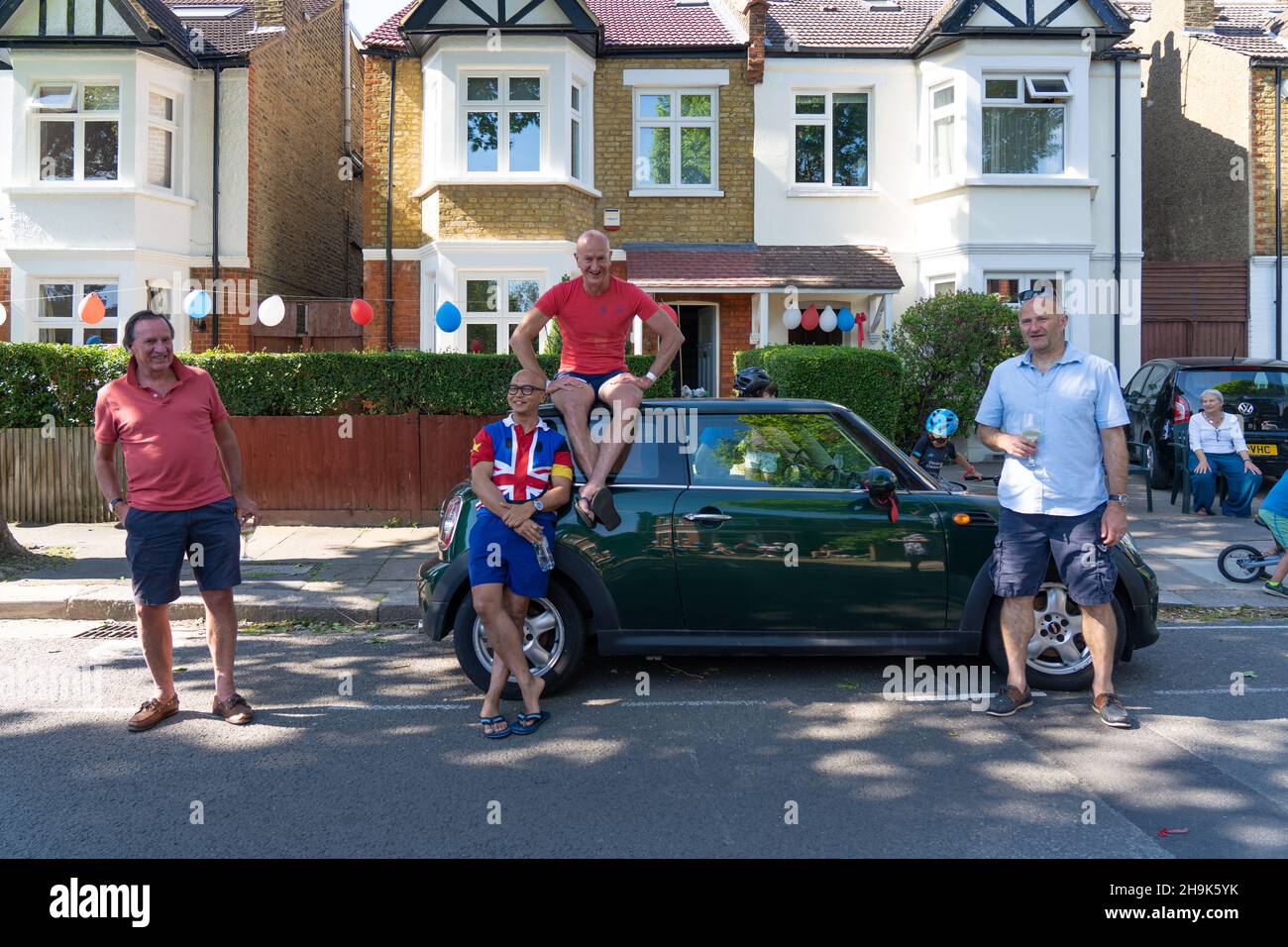 Residents of streets in Ealing celebrating the 75th Anniversary of VE Day. Photo date: Friday, May 8, 2020. Photo credit should read: Richard Gray/EMPICS Stock Photo