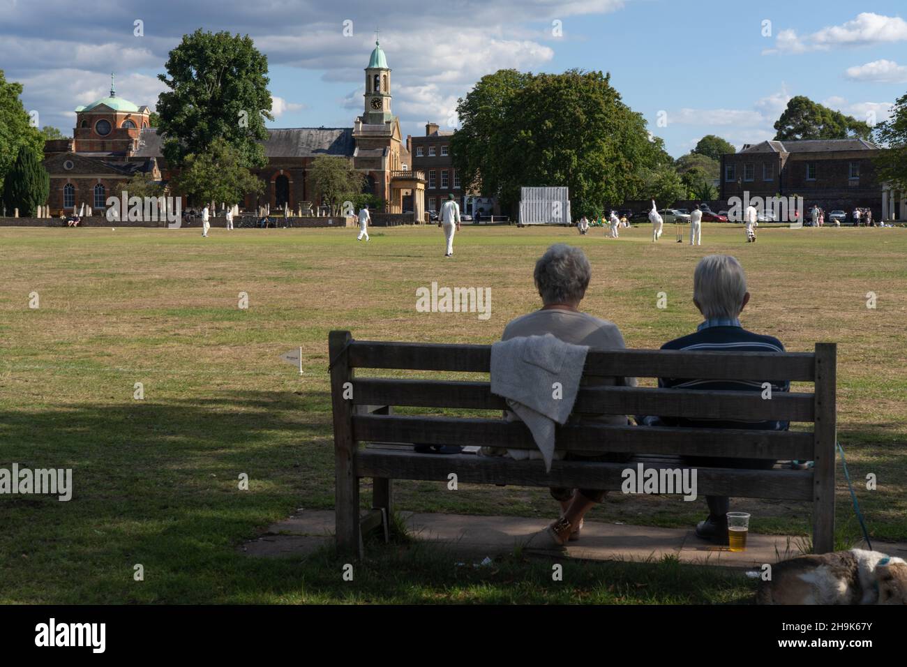 Cricket being played on Kew Green after amateur cricket was given the go-ahead to recommence as part of the lifting of coronavirus restrictions in the UK. Photo date: Saturday, July 11, 2020. Photo credit should read: Richard Gray/EMPICS Stock Photo