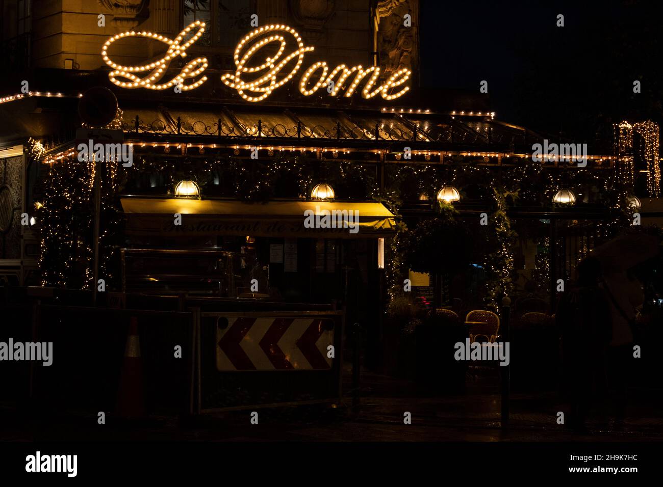Paris after dark - Le Dome restaurant - Montparnasse the 14th arrondissement France Stock Photo