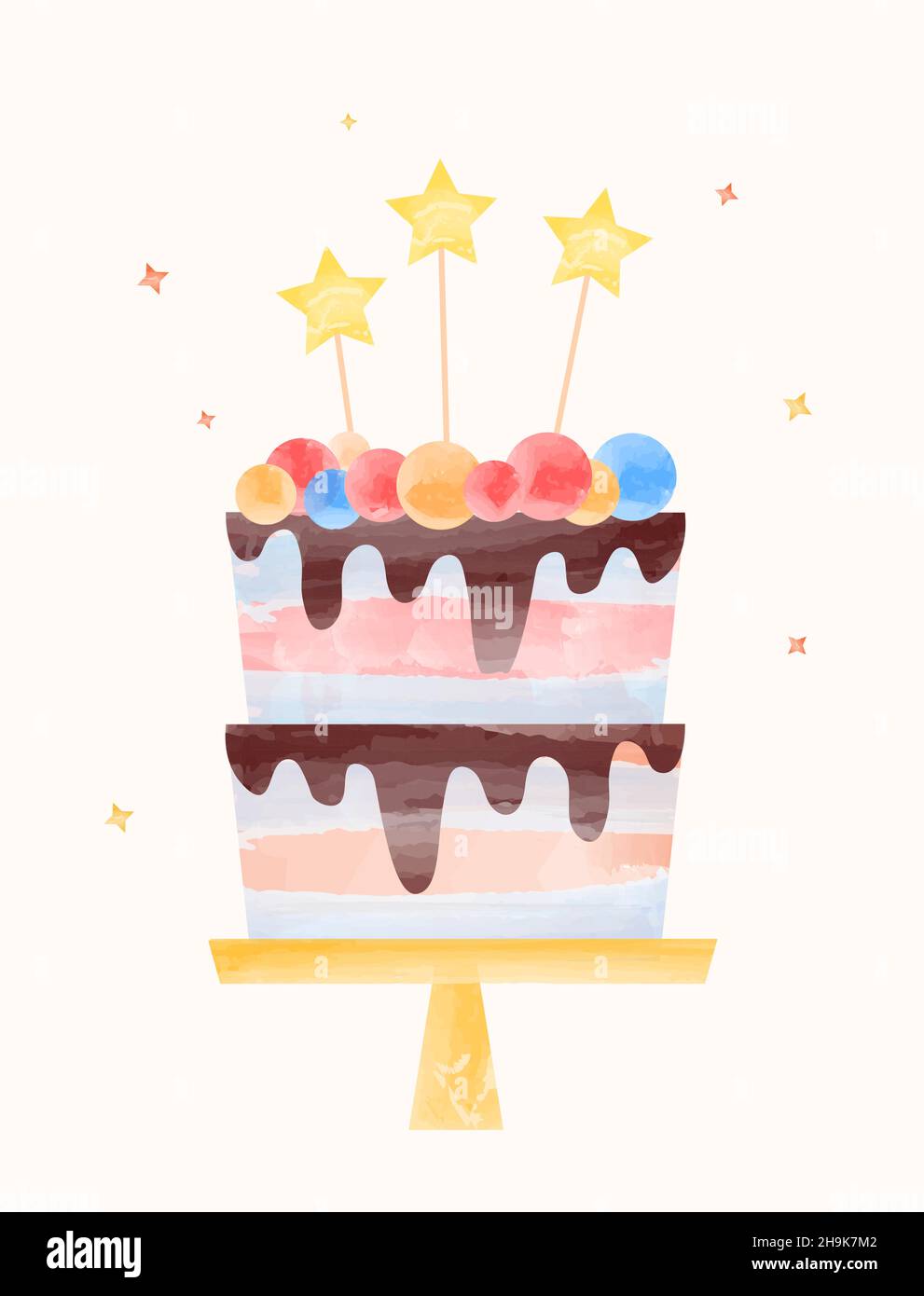 Birthday cake with stars Stock Vector Image & Art - Alamy
