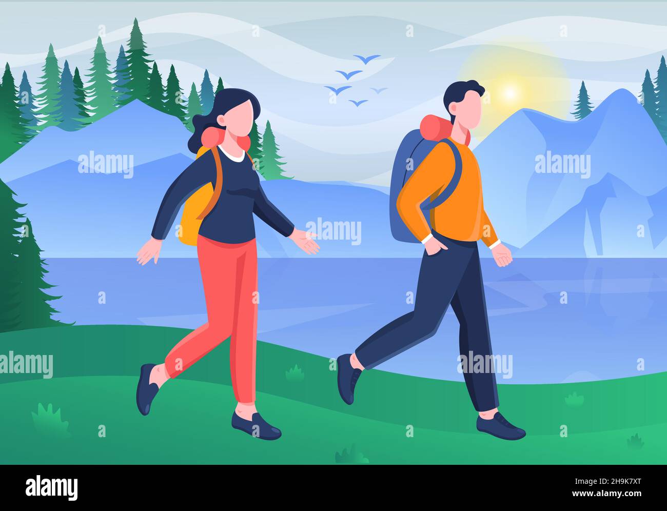 Active tourist concept Stock Vector
