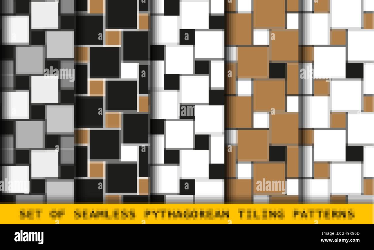 Pythagorean tiling. Seamless surface pattern design with flooring ornament. Squares tessellation vector Stock Vector