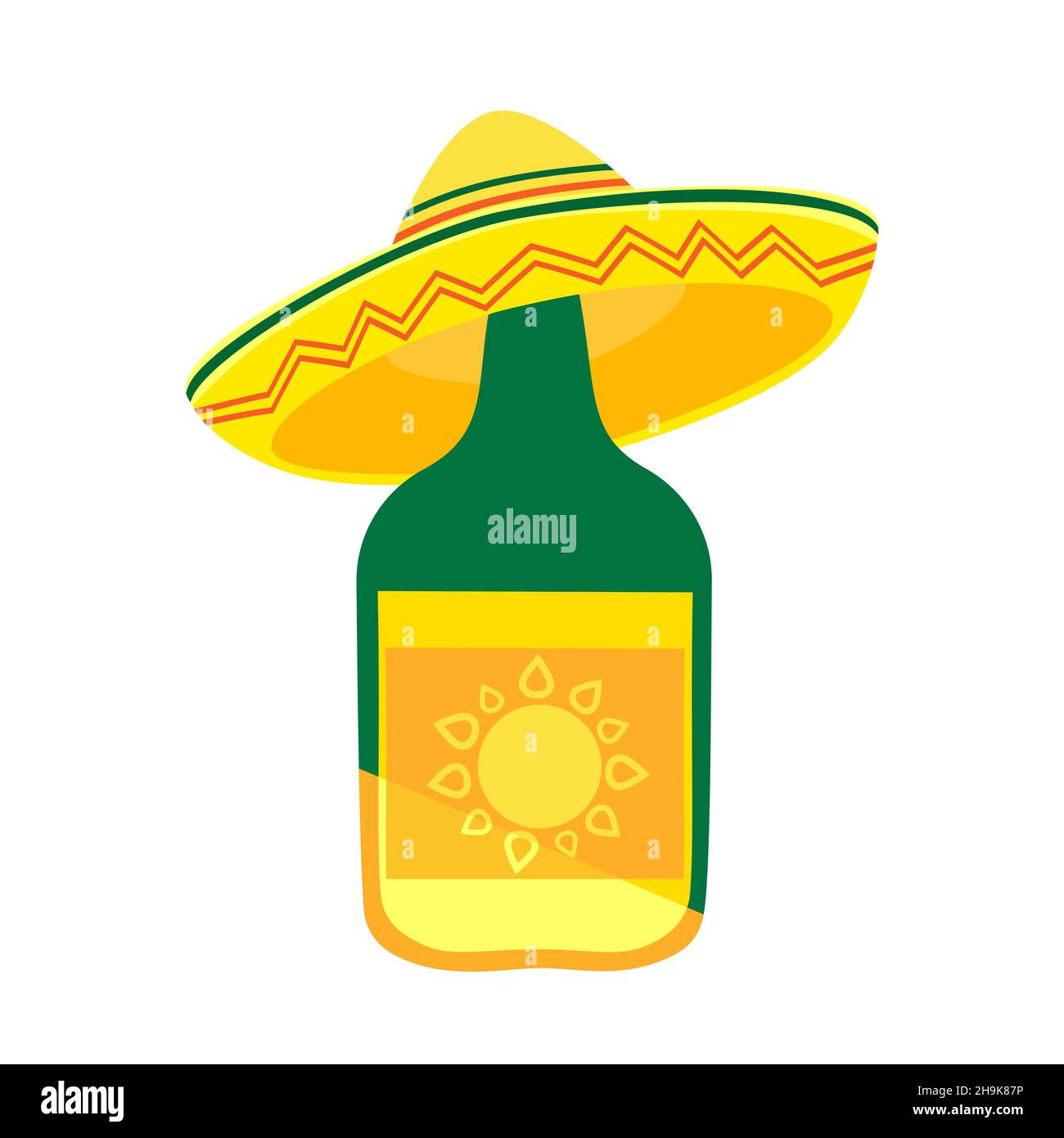 Tequila alcohol bottle sombrero top Stock Vector Image & Art Alamy